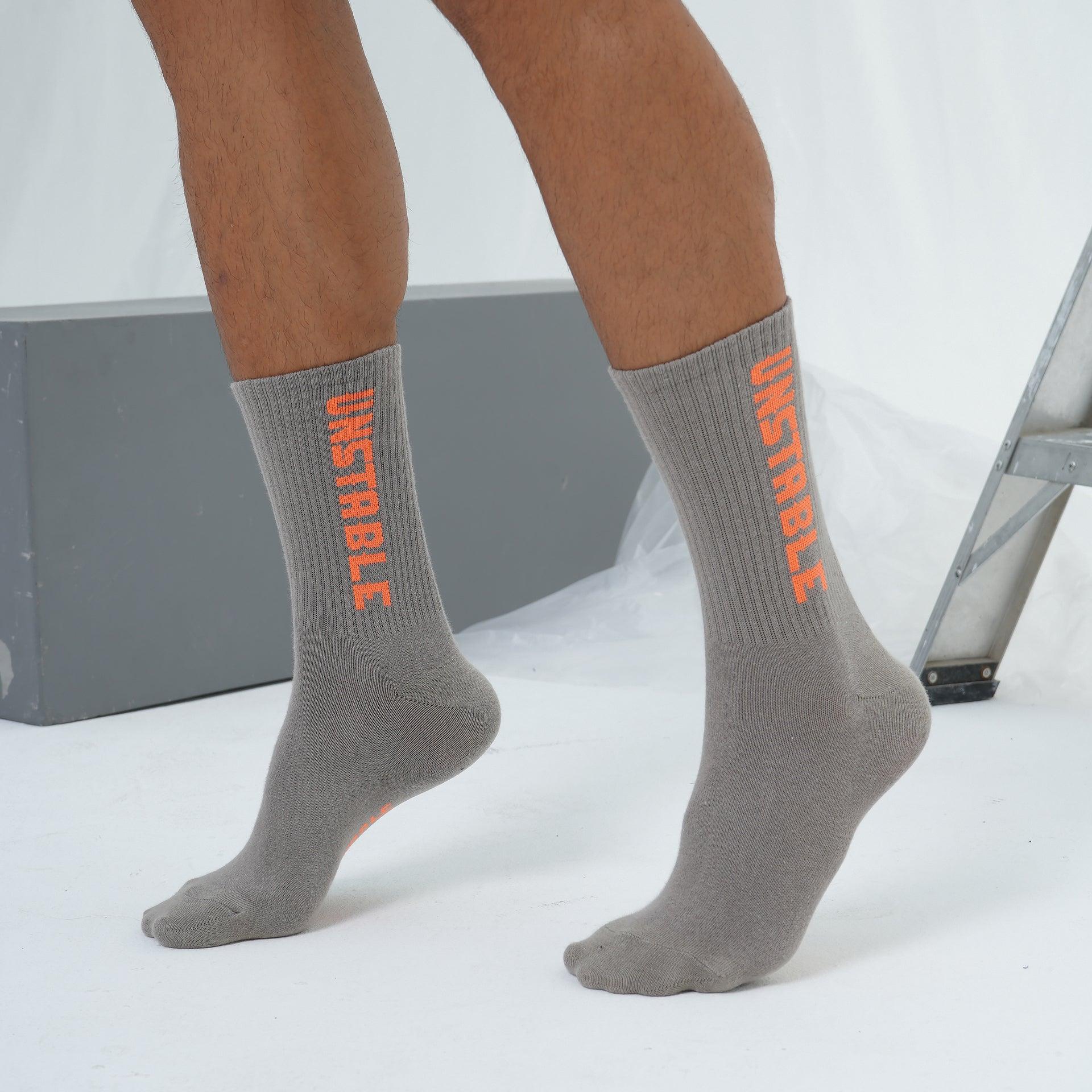 Gray Logo Socks From Unstable - WECRE8