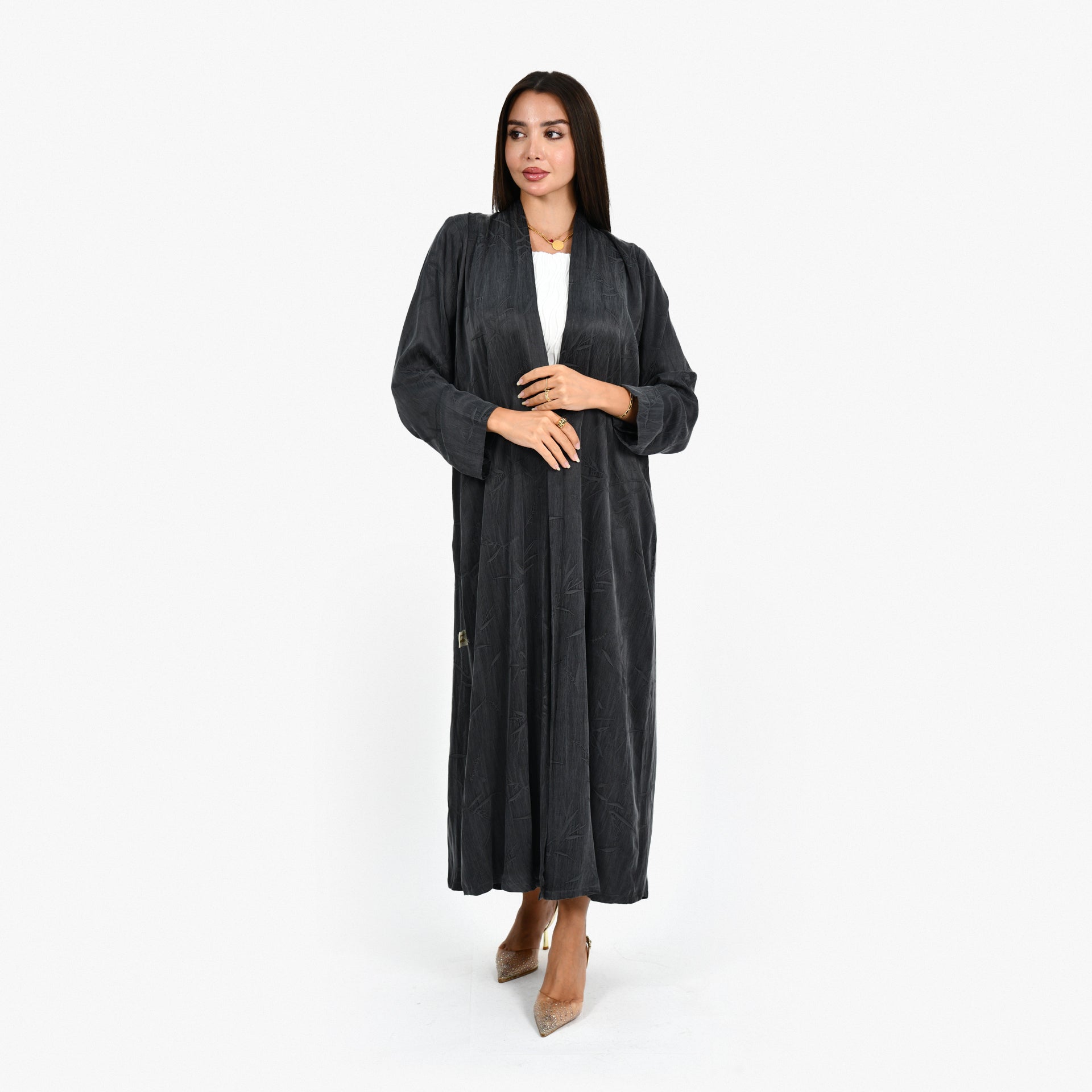 Gray Washed Silk Abaya From Darzah - WECRE8