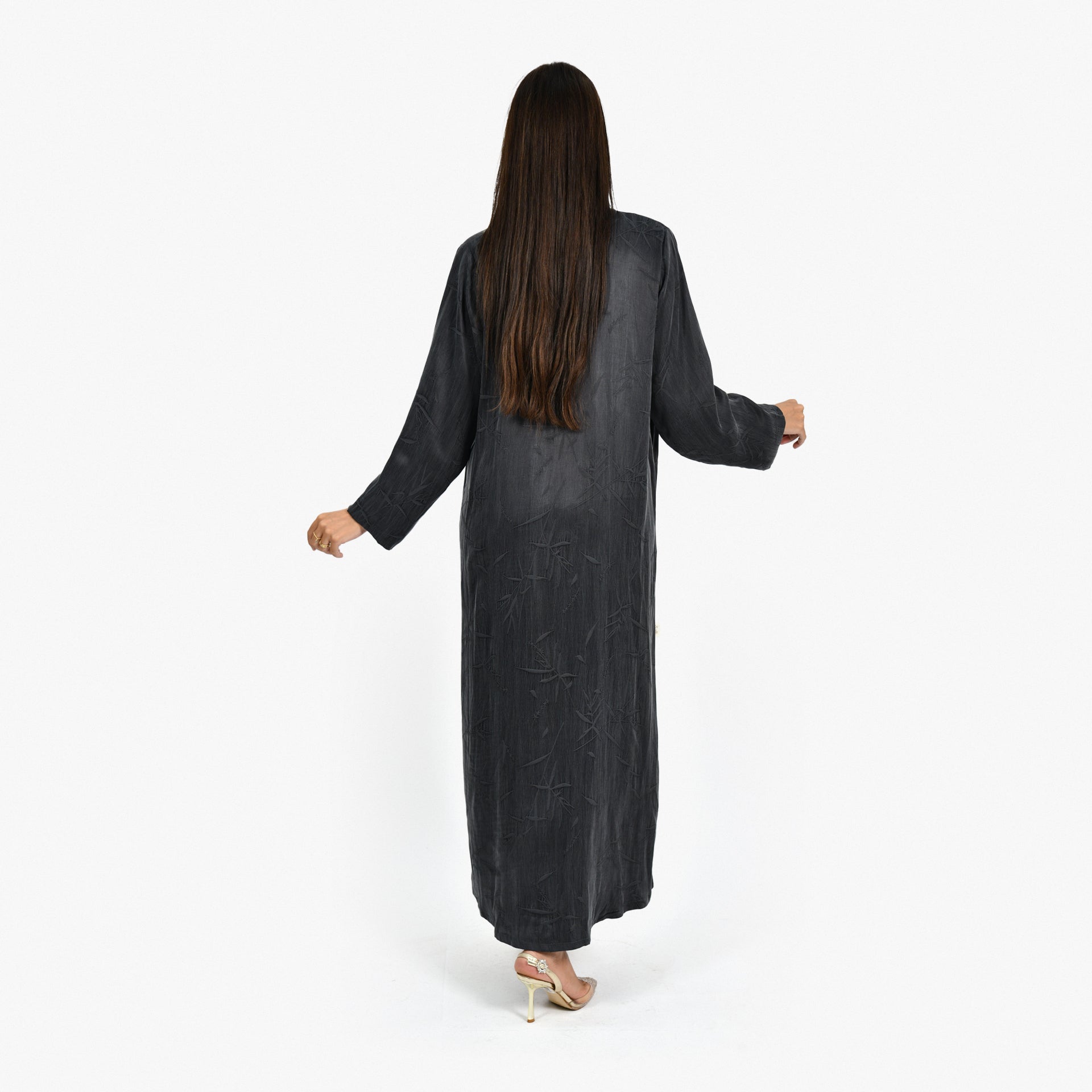 Gray Washed Silk Abaya From Darzah - WECRE8