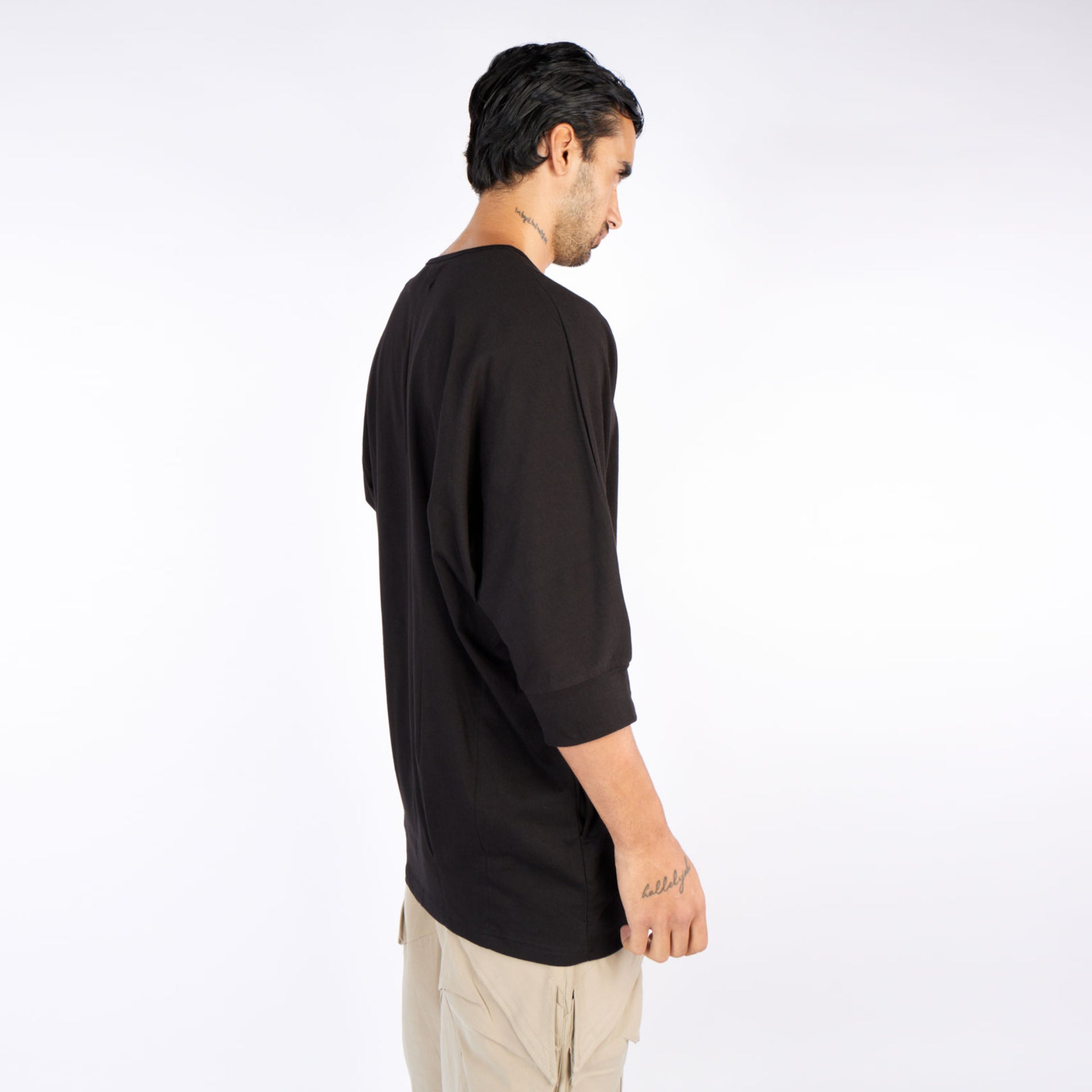 Hexagon Men's Black Deconstructed Oversized T-Shirt by Newminatis - WECRE8