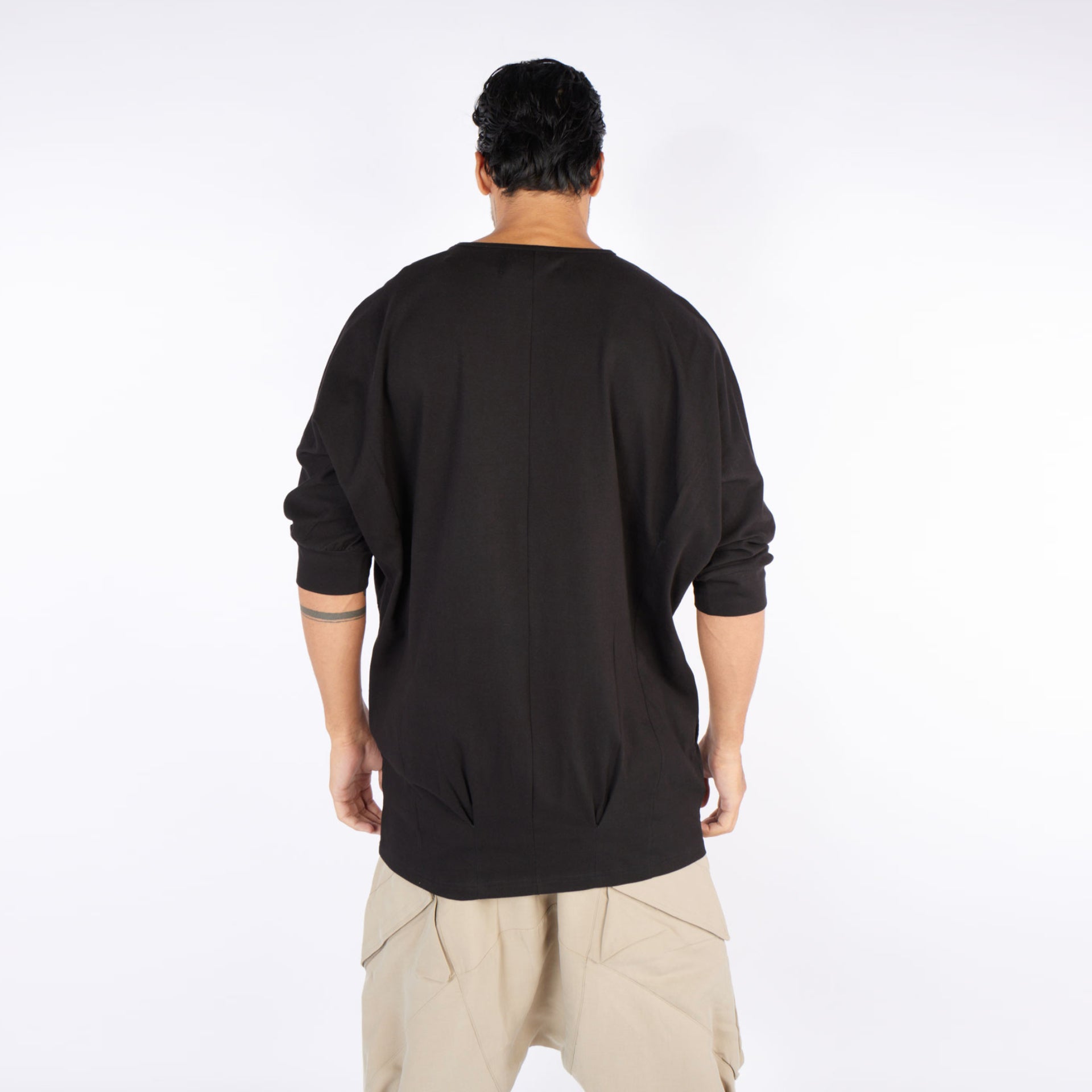 Hexagon Men's Black Deconstructed Oversized T-Shirt by Newminatis - WECRE8