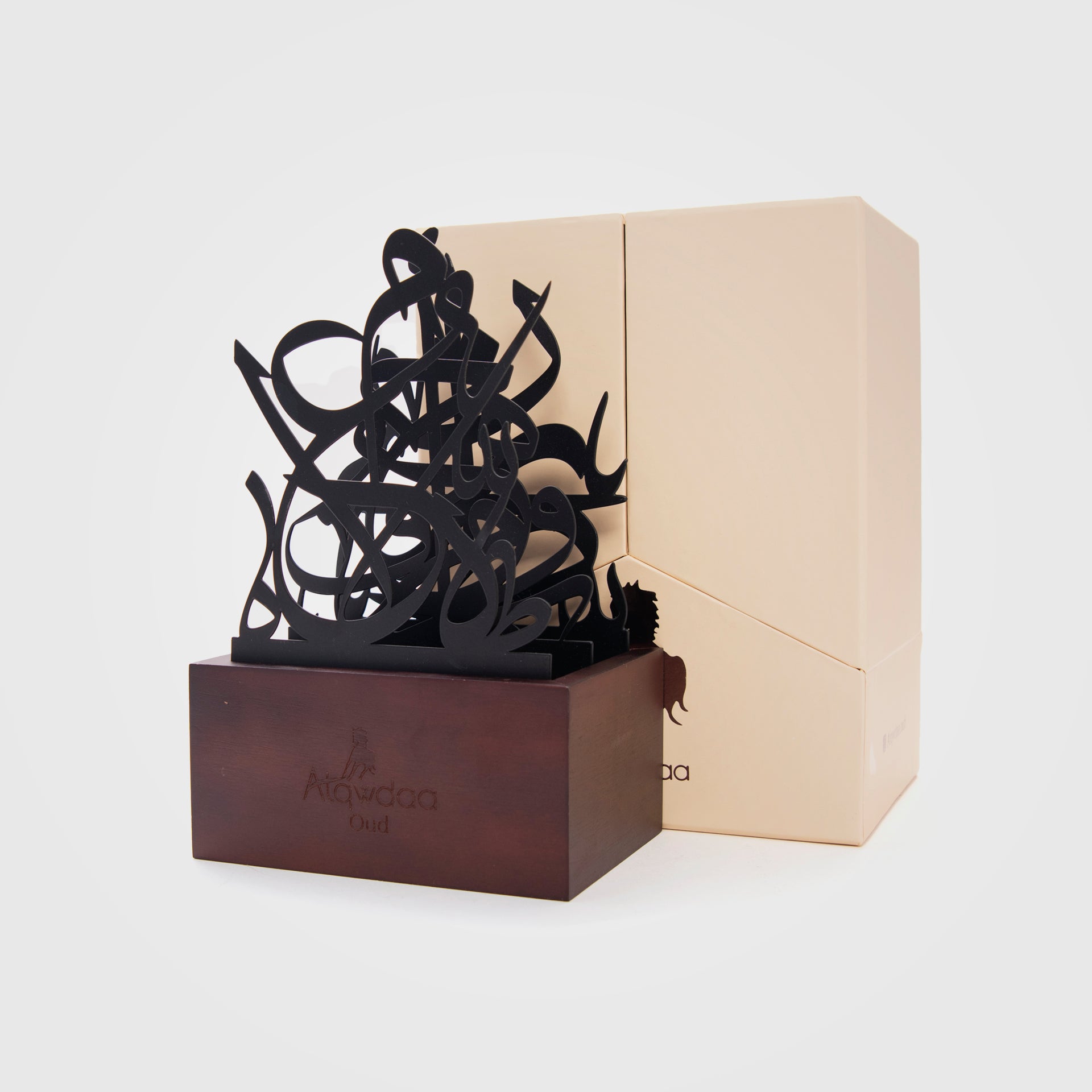 Letters Incense Burner With A Wooden Base From Alqwdaa Oud - WECRE8