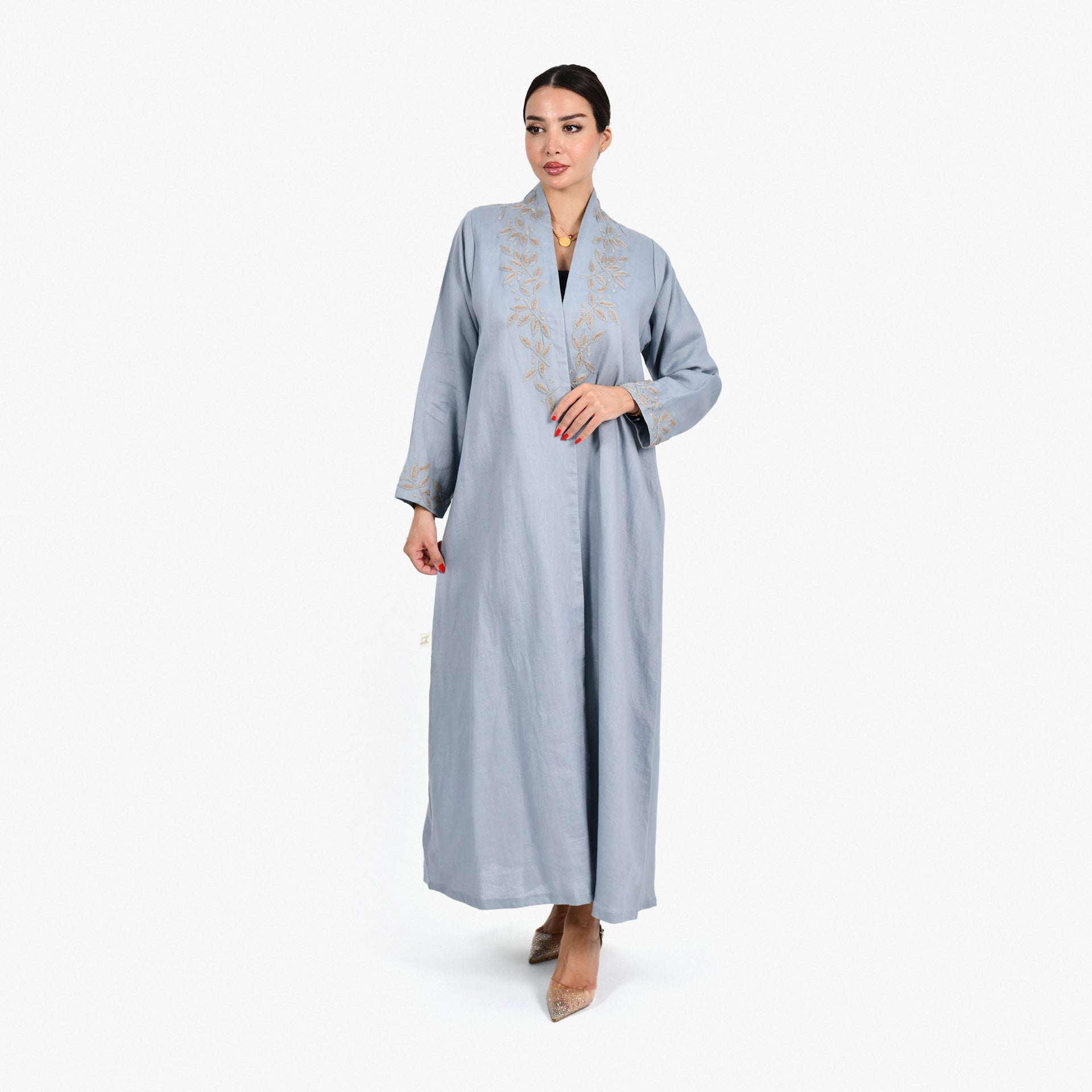 Light Blue Embroidery Abaya by Darzah - WECRE8