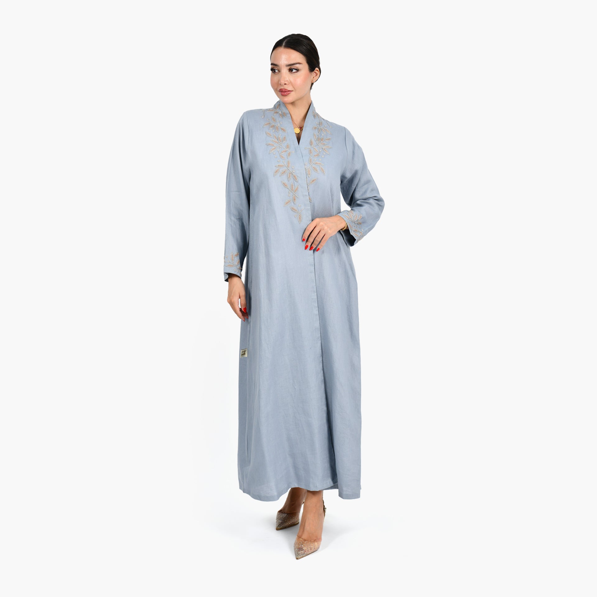 Light Blue Embroidery Abaya by Darzah - WECRE8