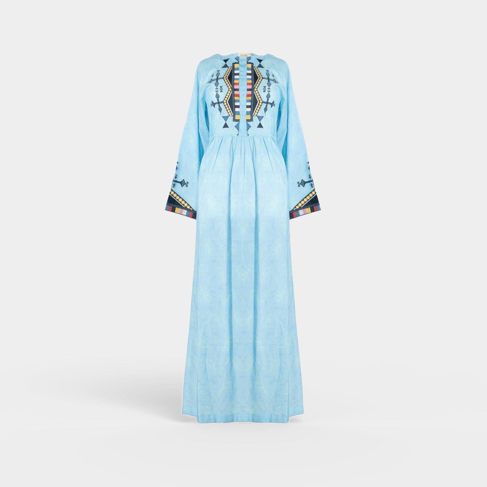 Light Blue Embroidery Jalabiya From Darzah - WECRE8