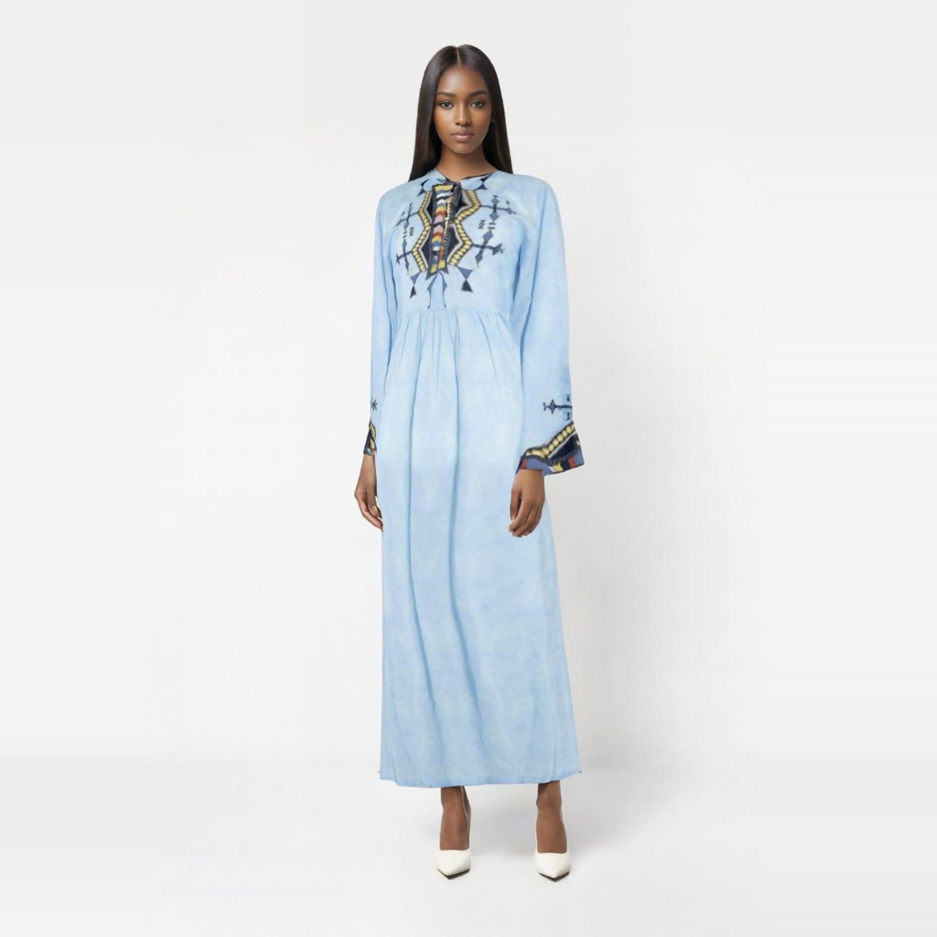 Light Blue Embroidery Jalabiya From Darzah - WECRE8