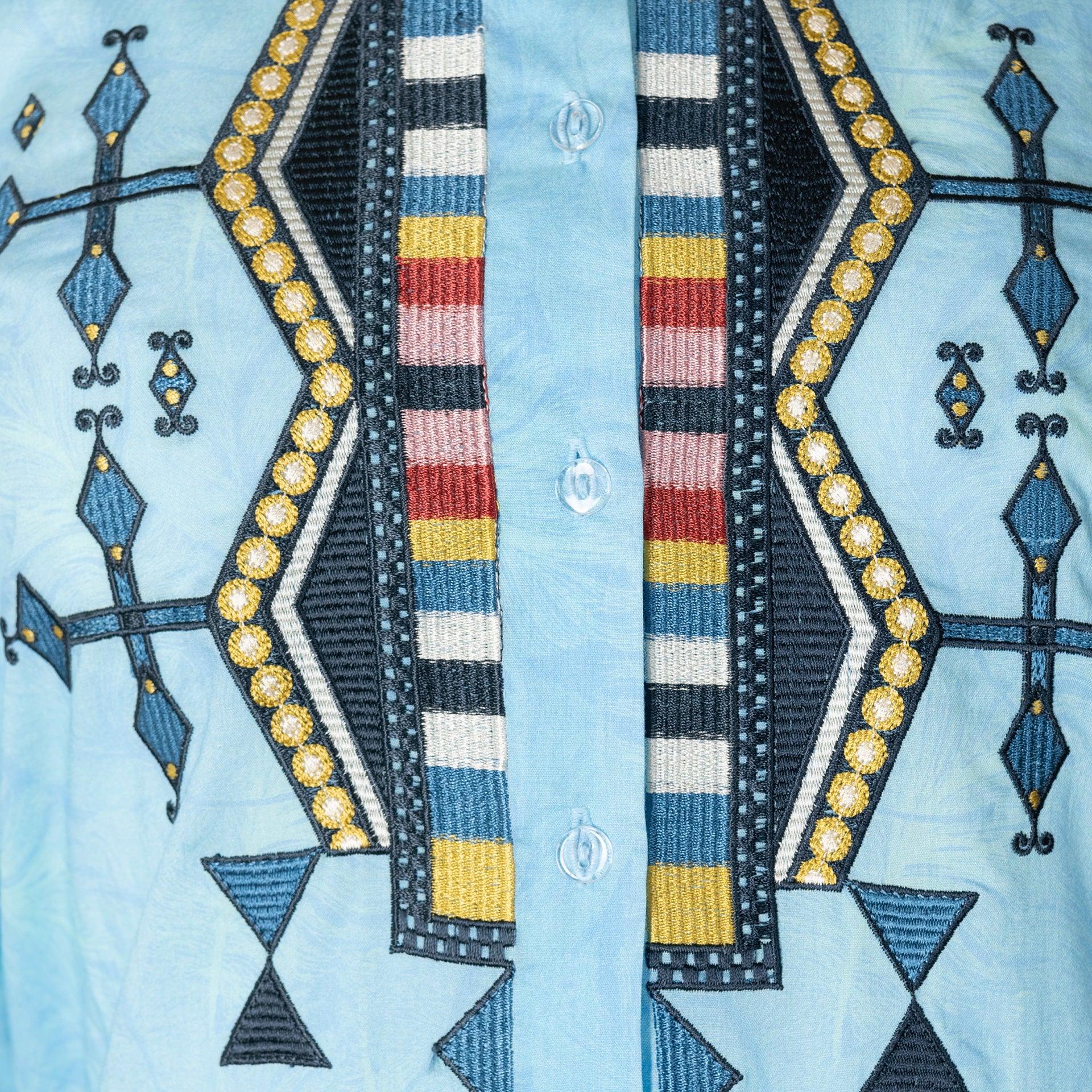 Light Blue Embroidery Jalabiya From Darzah - WECRE8