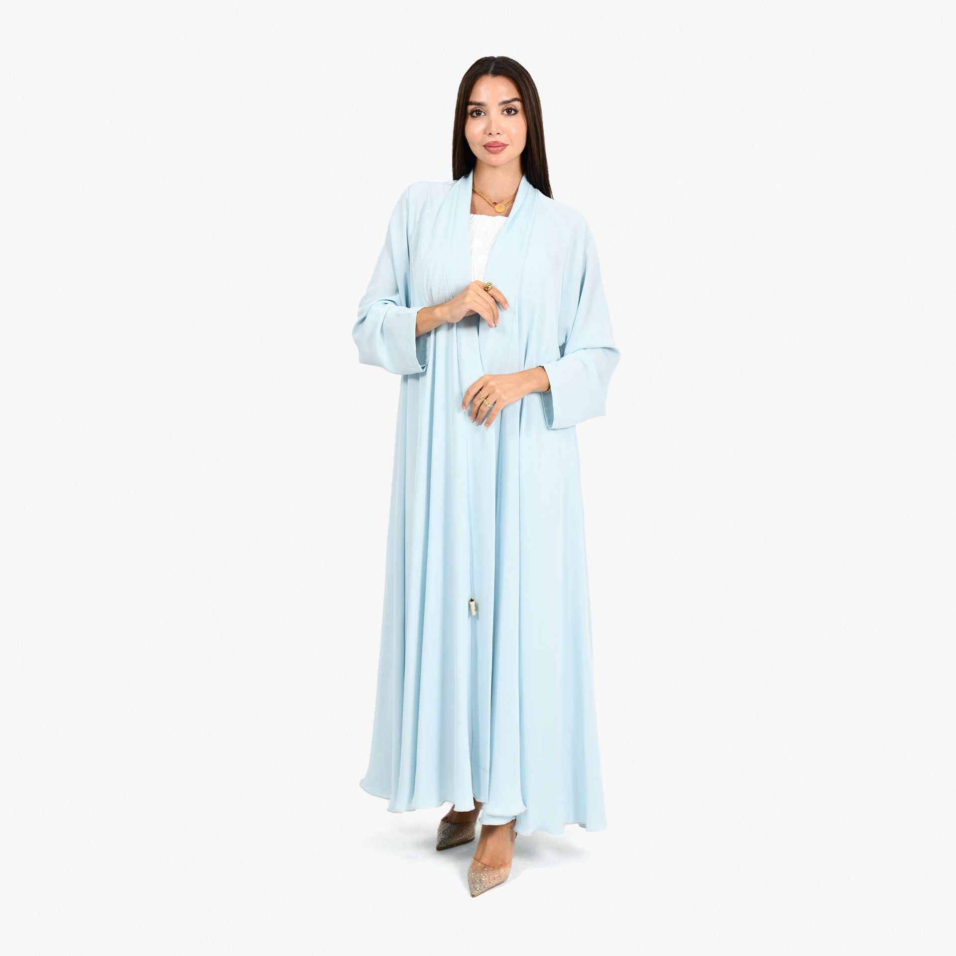 Light Blue Silk Abaya From Darzah - WECRE8