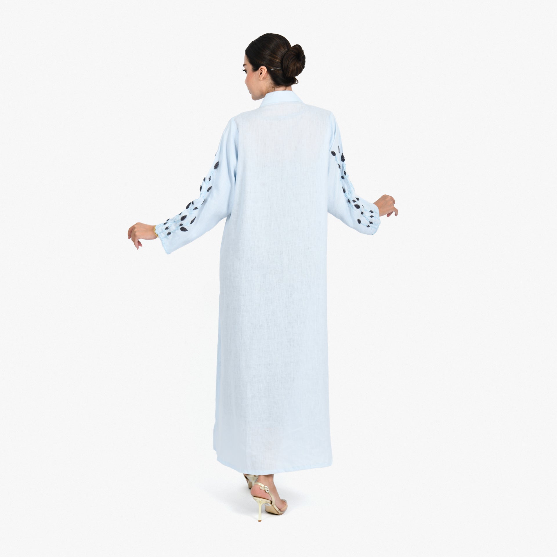 Light Blue with Gray Embroidery Abaya by Darzah - WECRE8