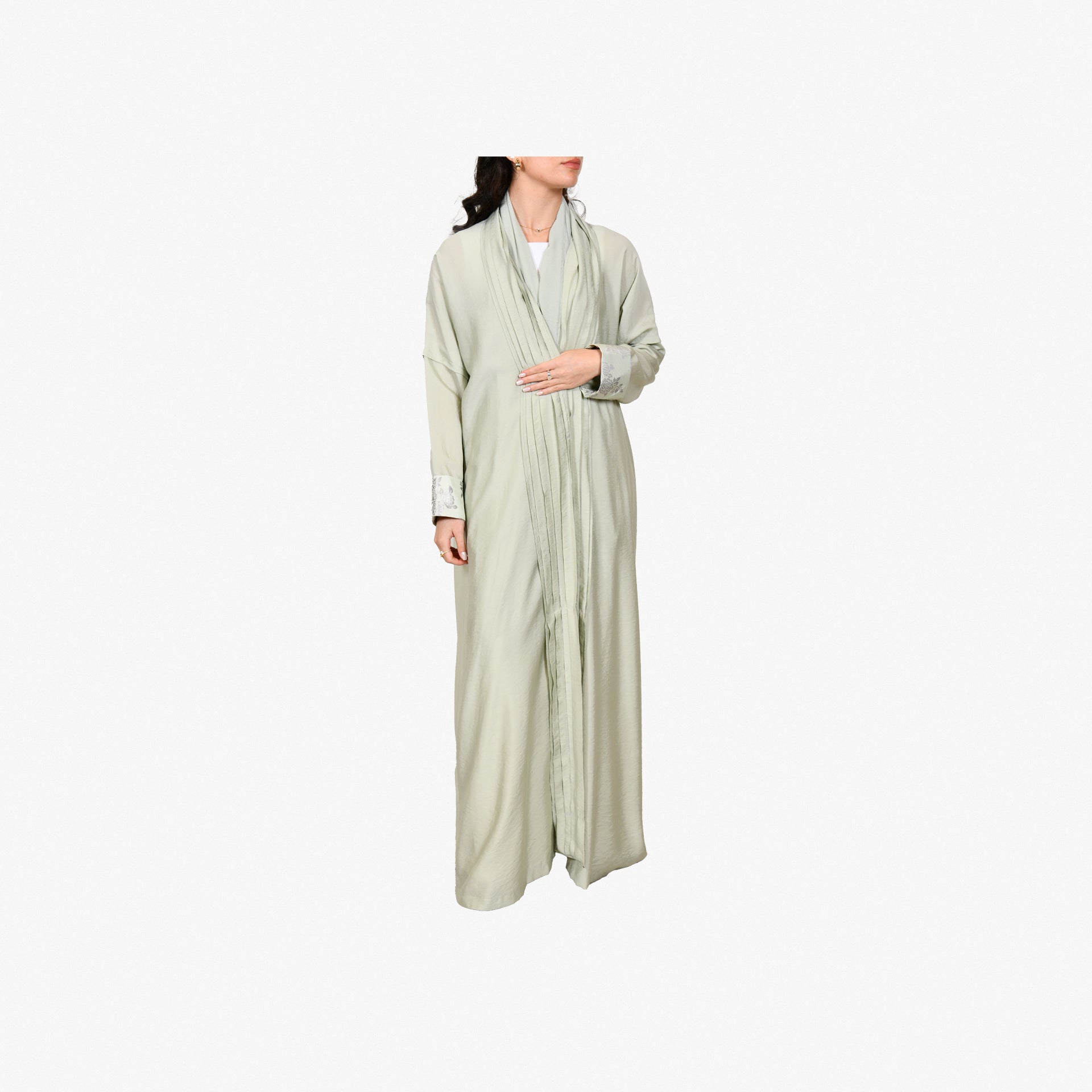 Light Green Linen Abaya From Darzah - WECRE8