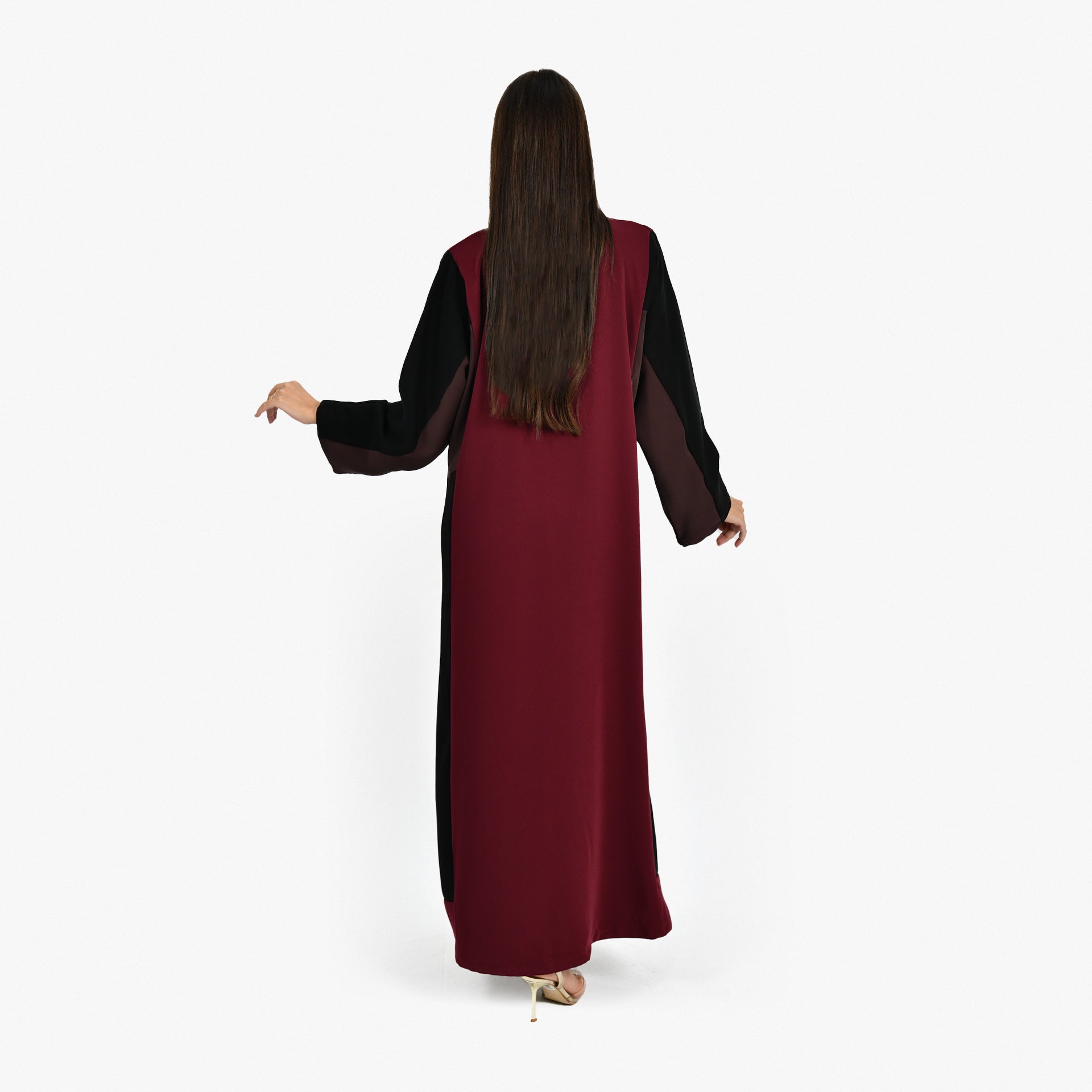 Maroon & Black Abaya From Darzah - WECRE8