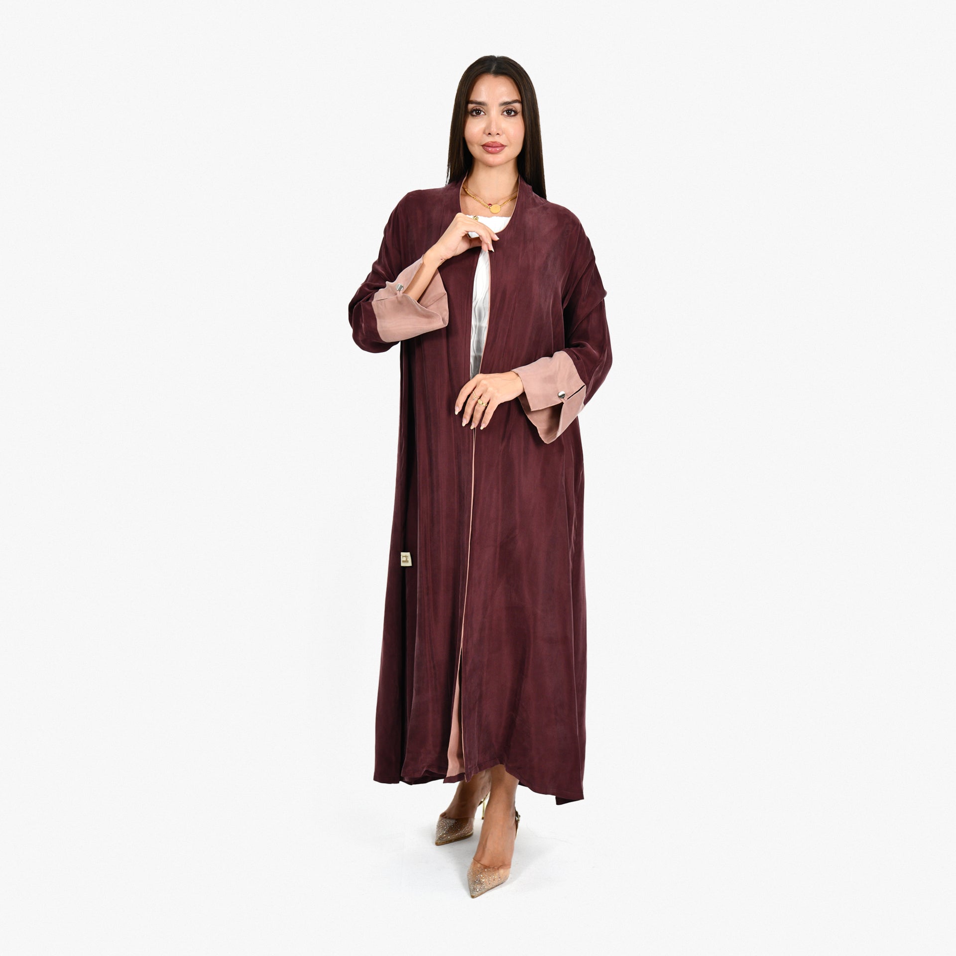 Maroon Washed Silk Abaya From Darzah - WECRE8