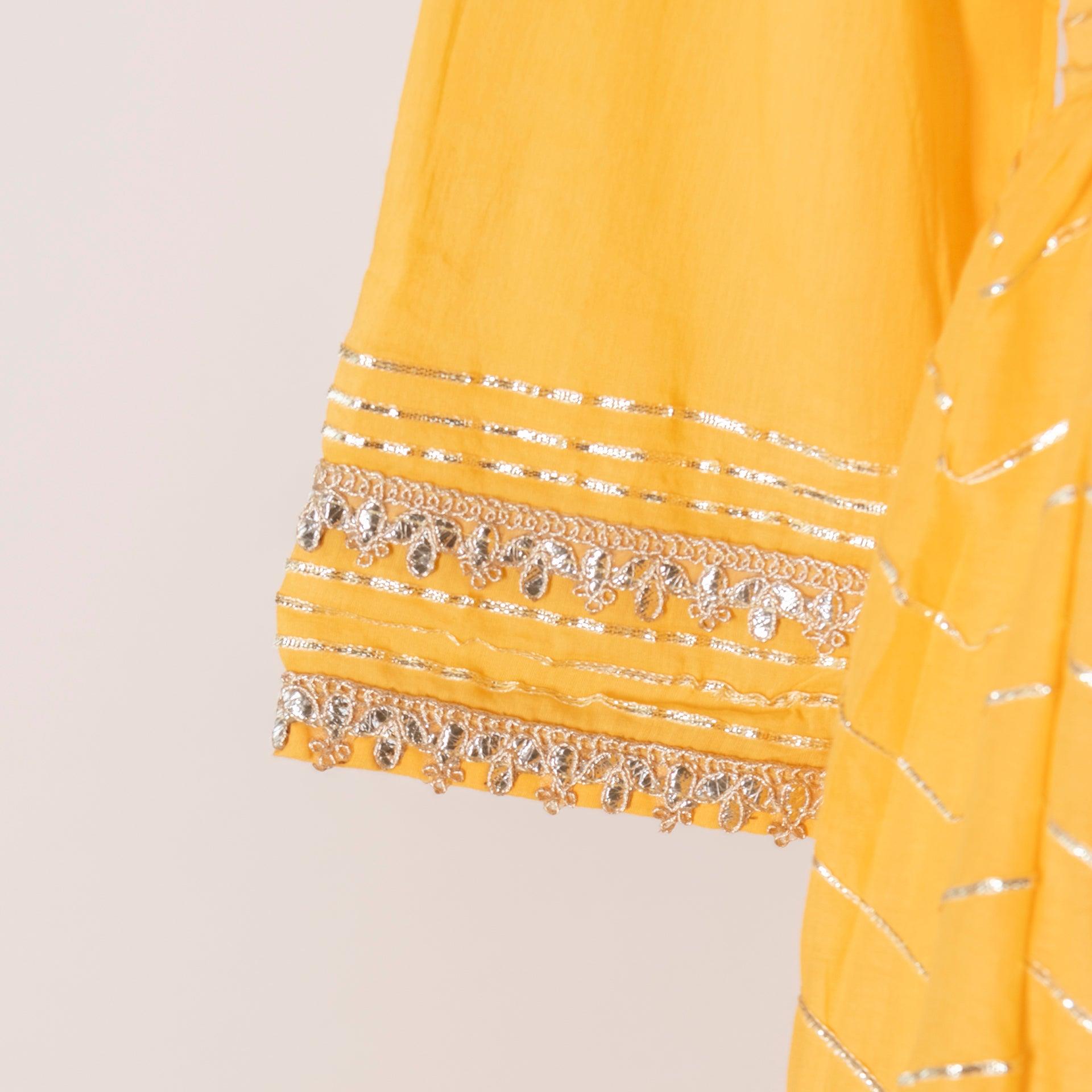 Mustard Jalabiya With Silver Embroidery From Darzah - WECRE8