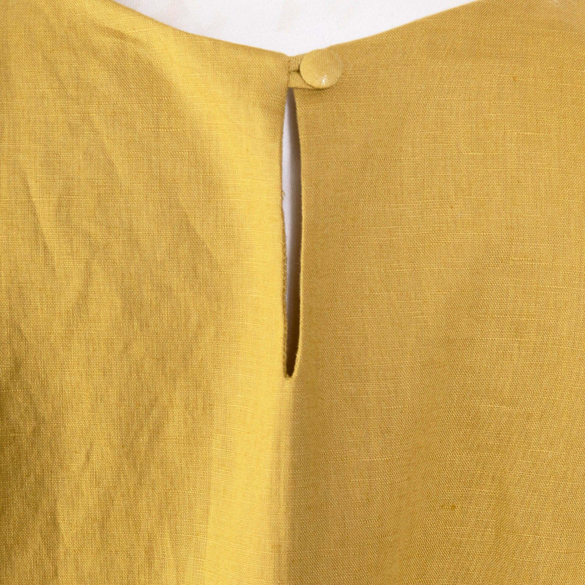 Mustard Linen Short Sleeve Dress From Darzah - WECRE8