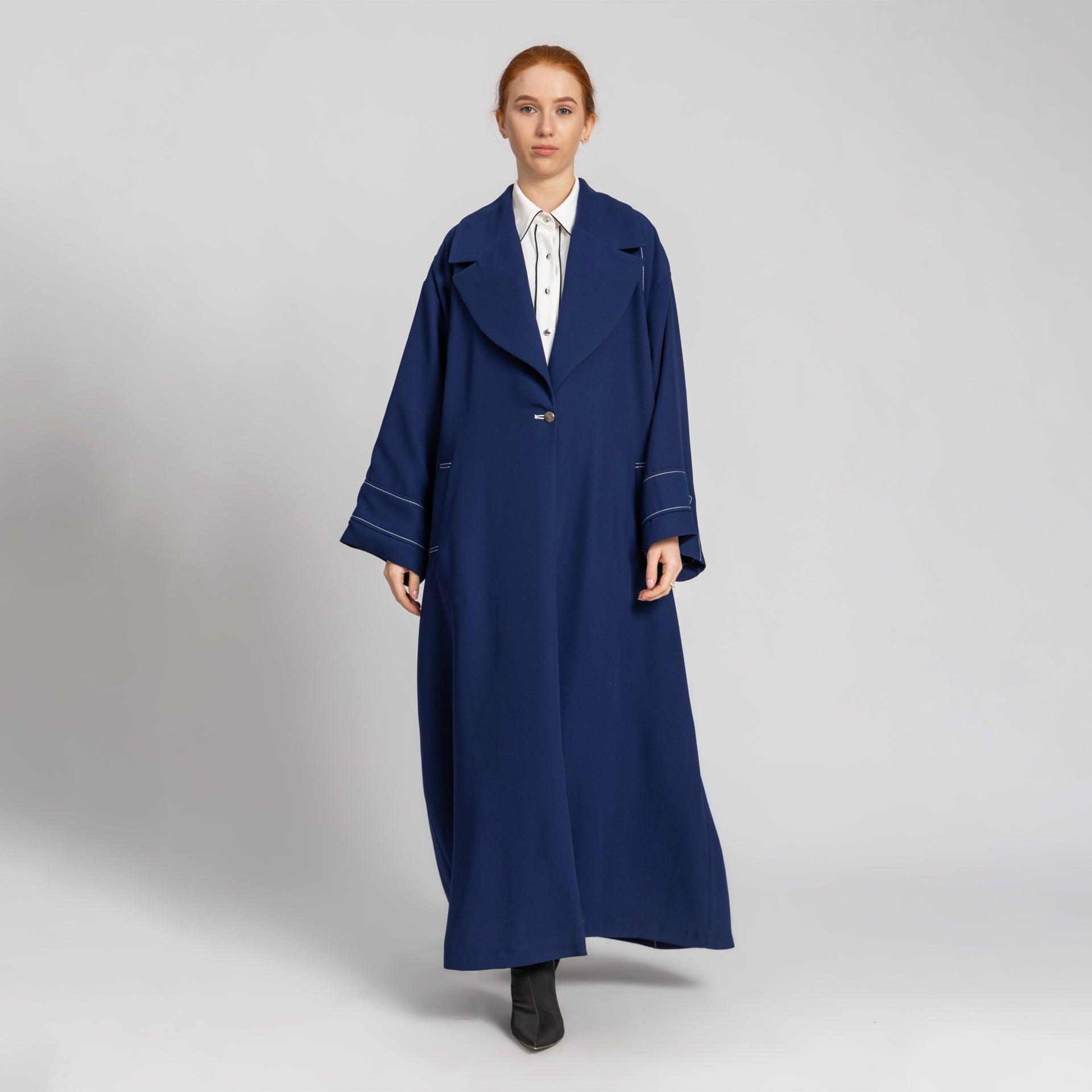 Navy Over-sized Crepe Abaya With Back Details From Elanove - WECRE8