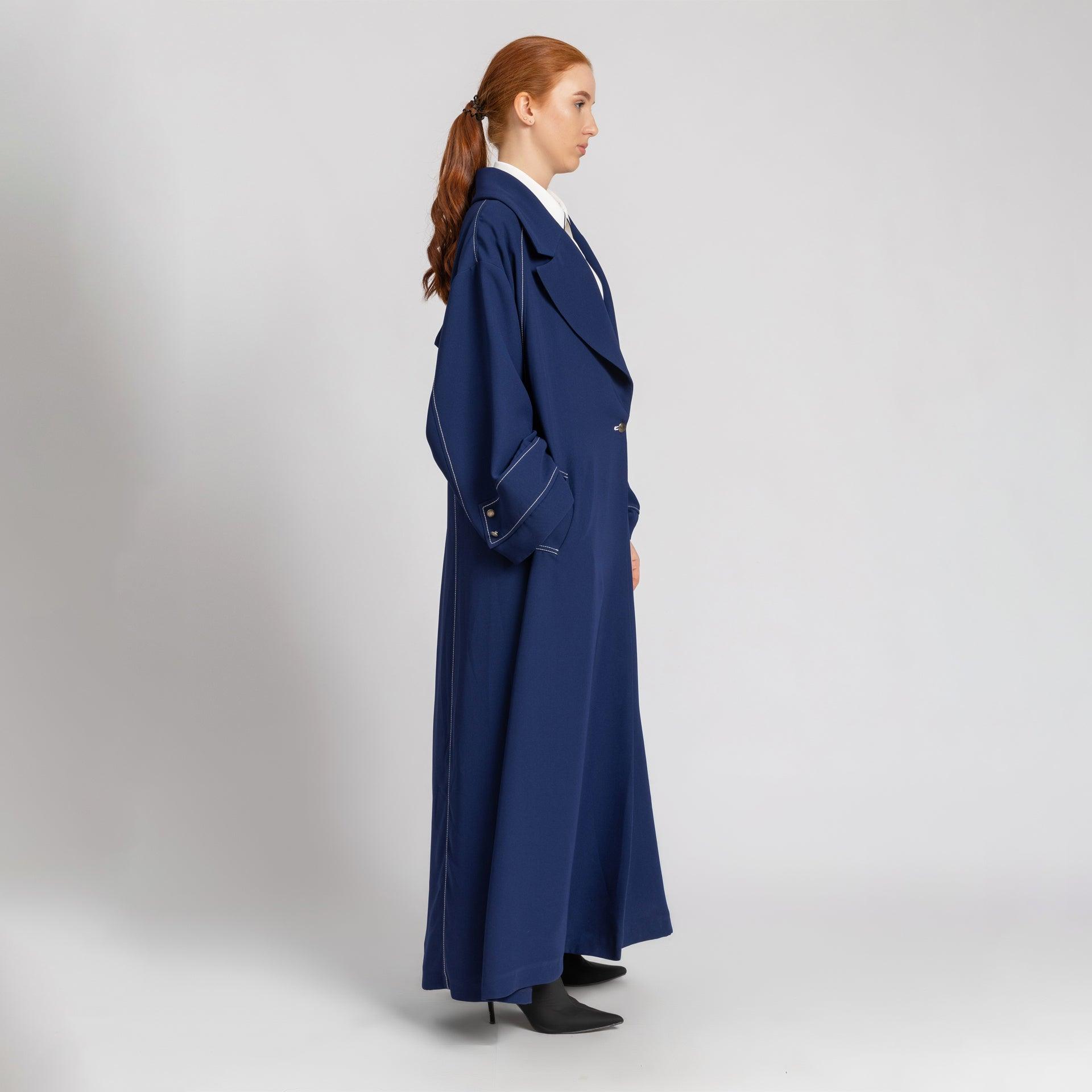 Navy Over-sized Crepe Abaya With Back Details From Elanove - WECRE8