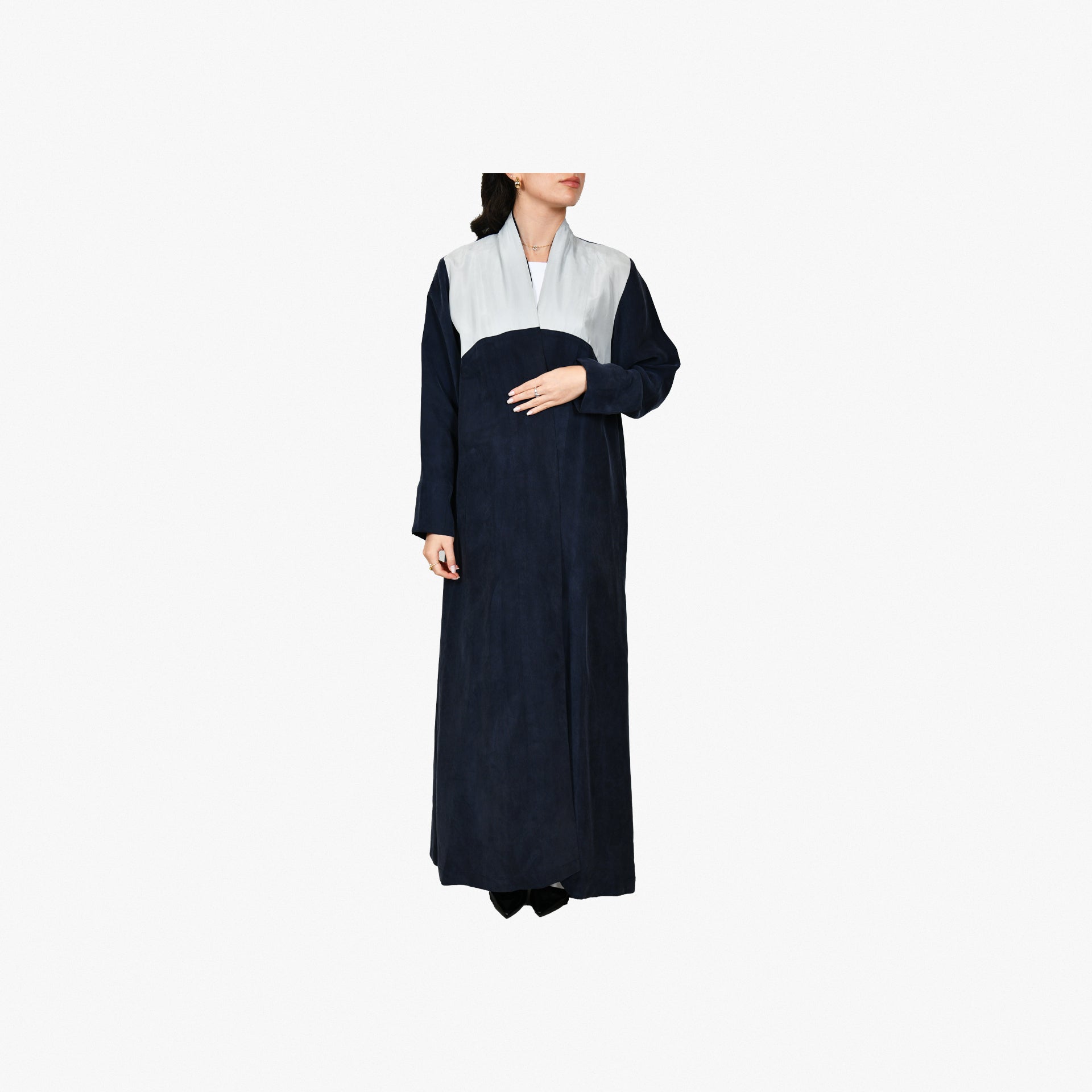 Navy Washed Silk Abaya From Darzah - WECRE8