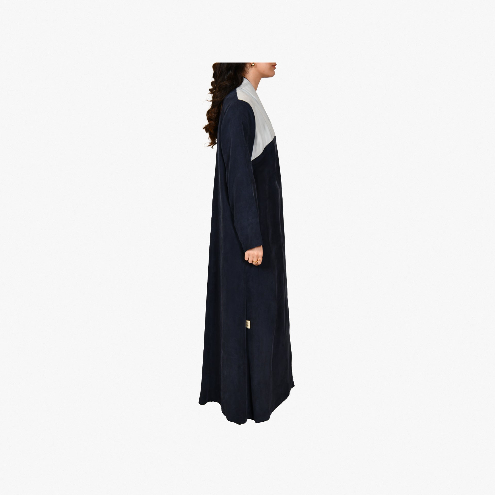 Navy Washed Silk Abaya From Darzah - WECRE8