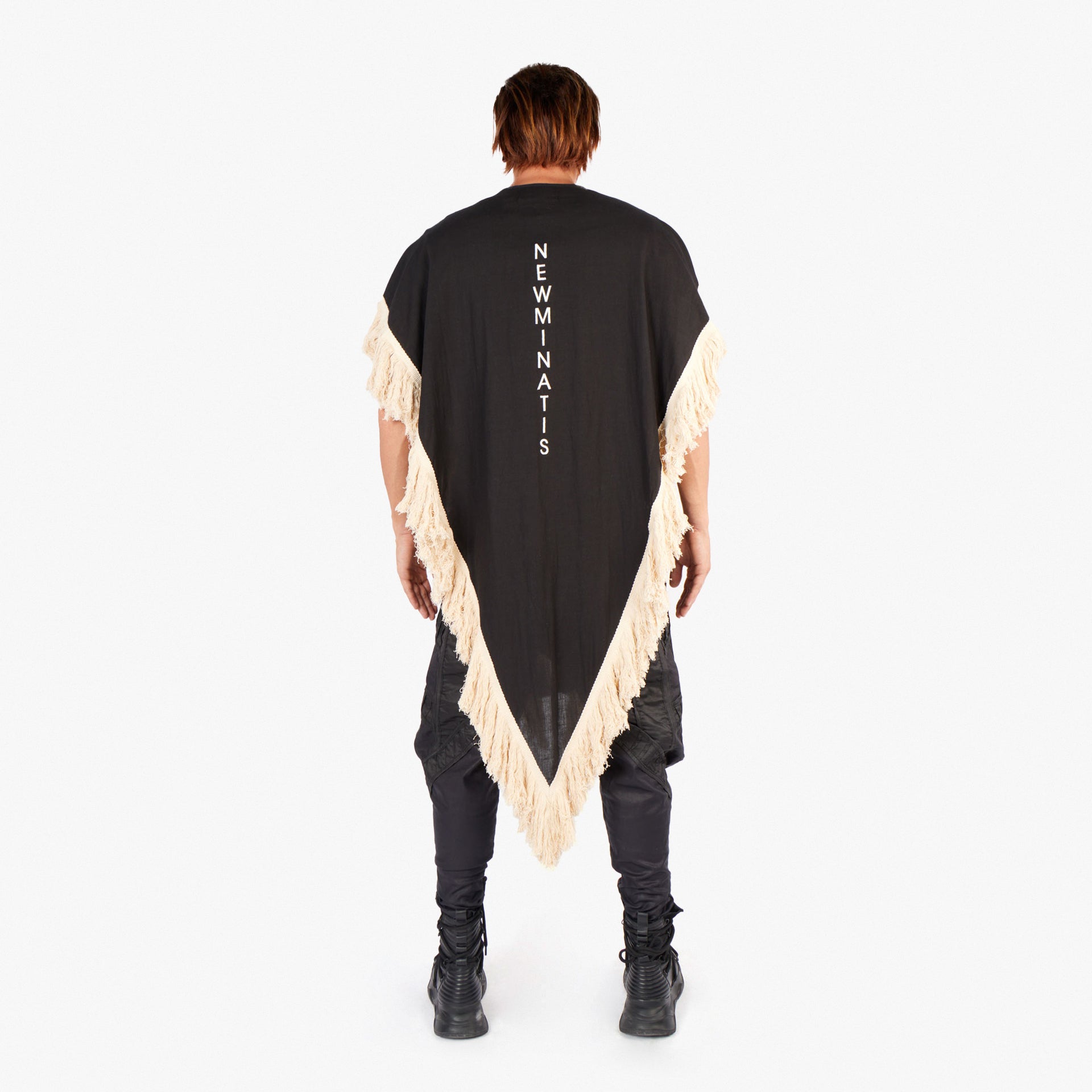 Nomad Unisex Black Tasseled Sleeveless Kimono by Newminatis - WECRE8