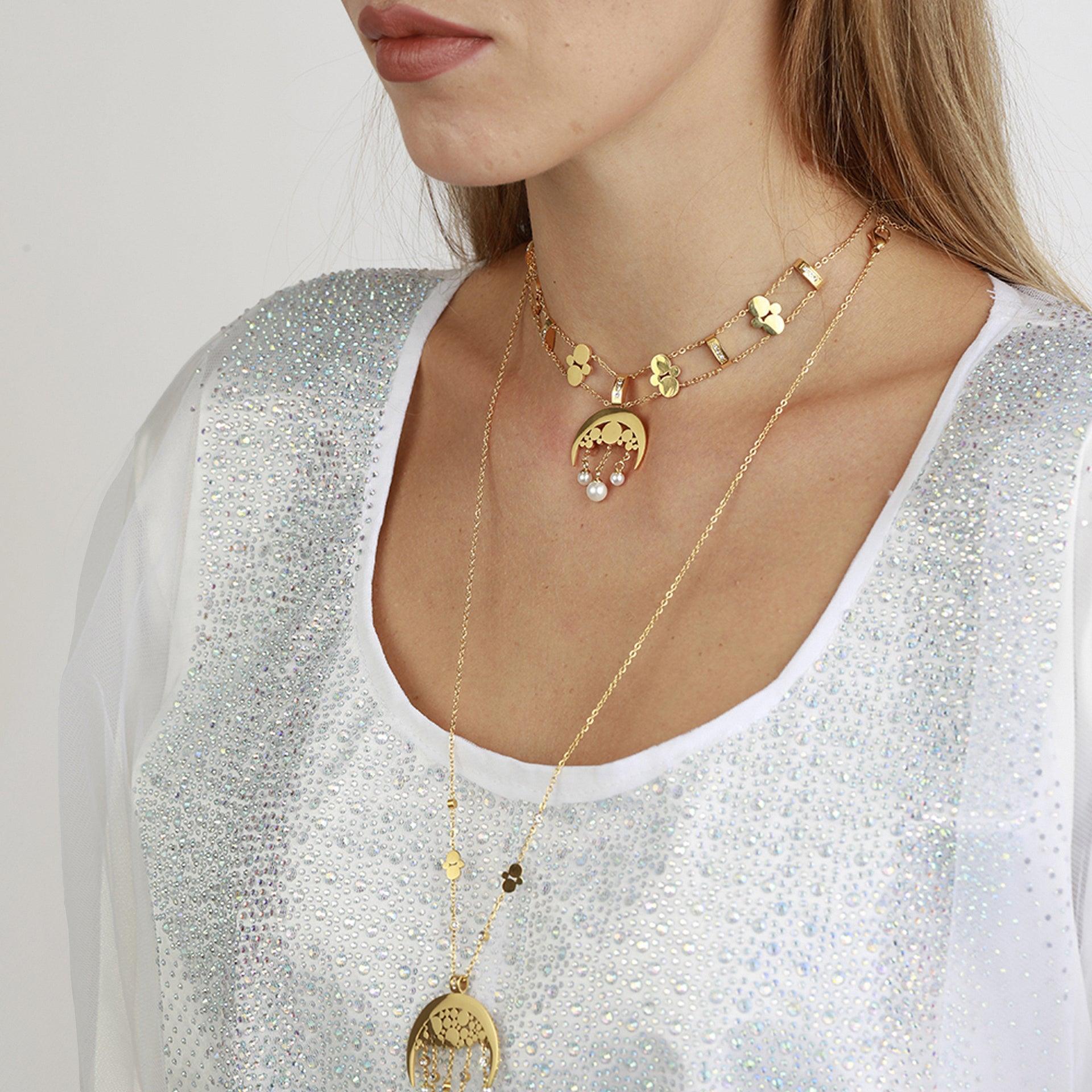 Noor Gold Long Necklace From Le-Soleil - WECRE8