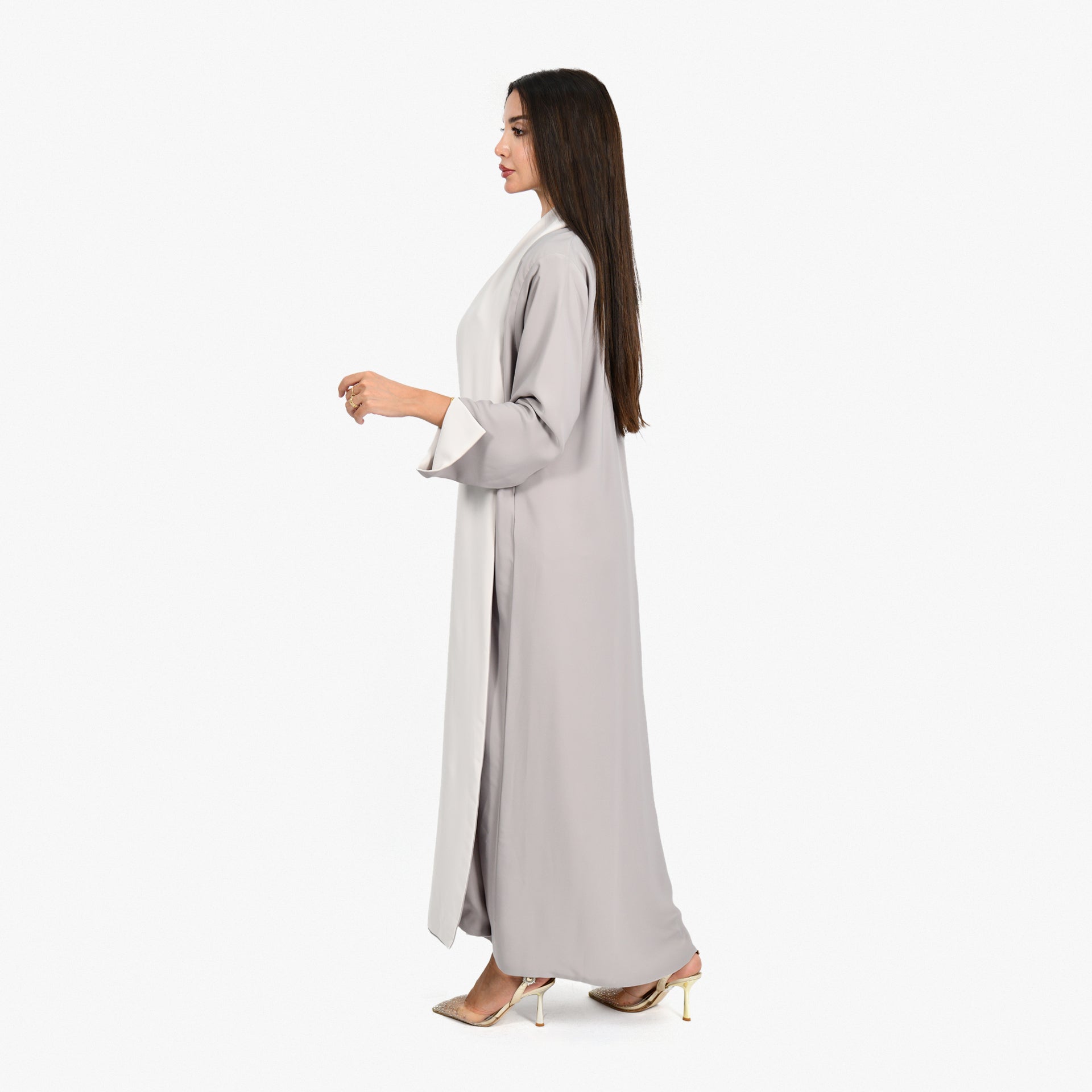 Off-white & Gray Abaya From Darzah - WECRE8