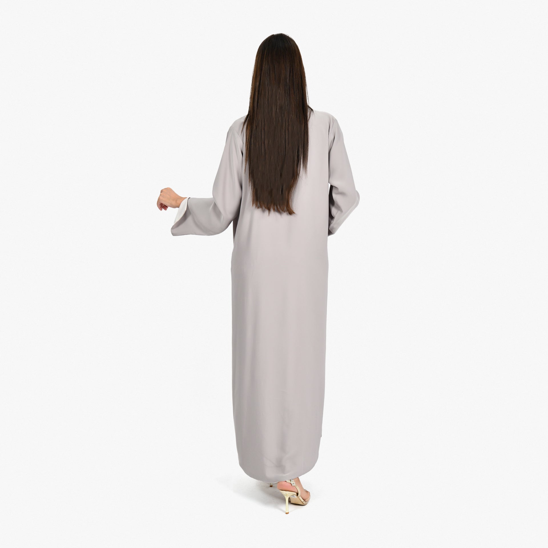 Off-white & Gray Abaya From Darzah - WECRE8