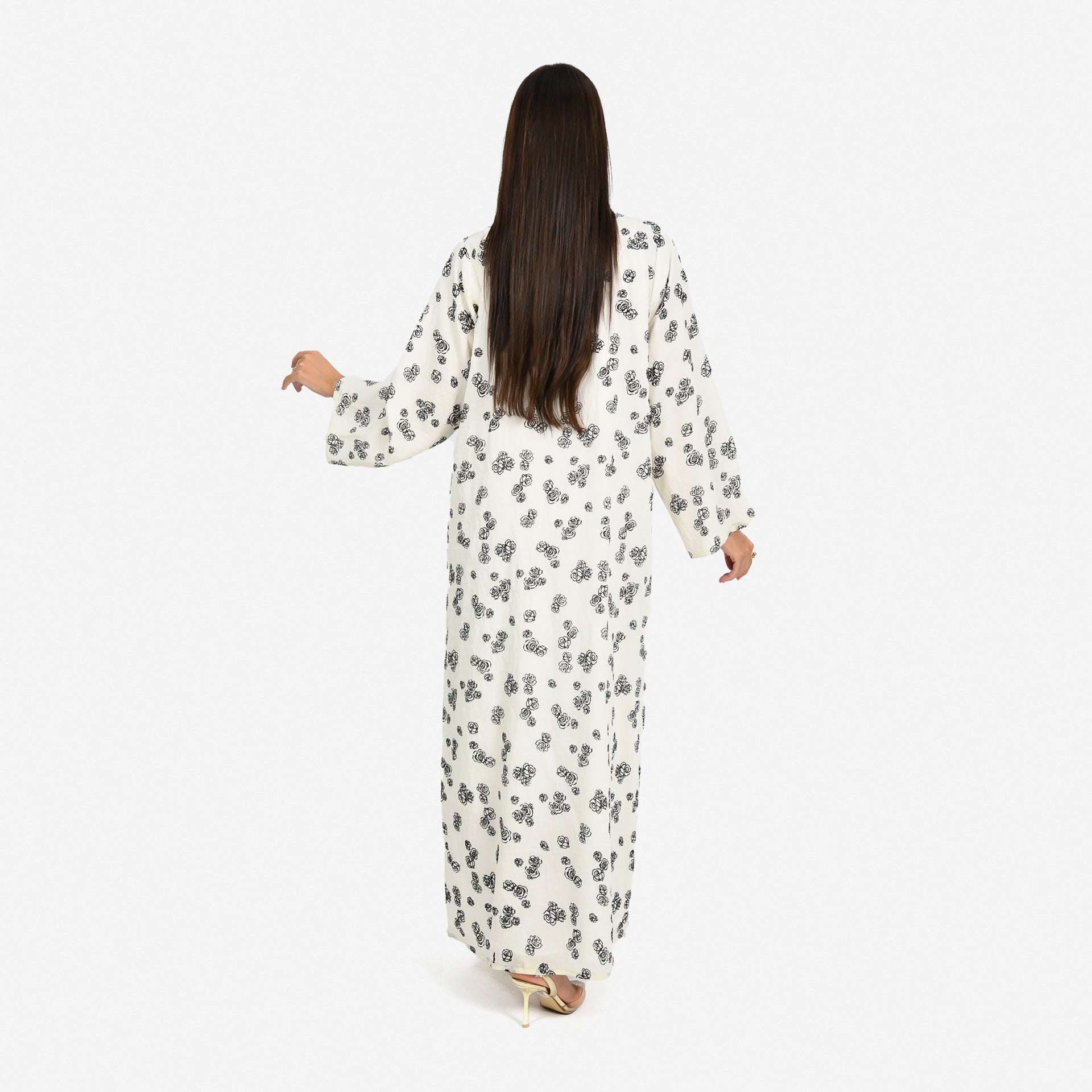 Off-white Floral Abaya From Darzah - WECRE8