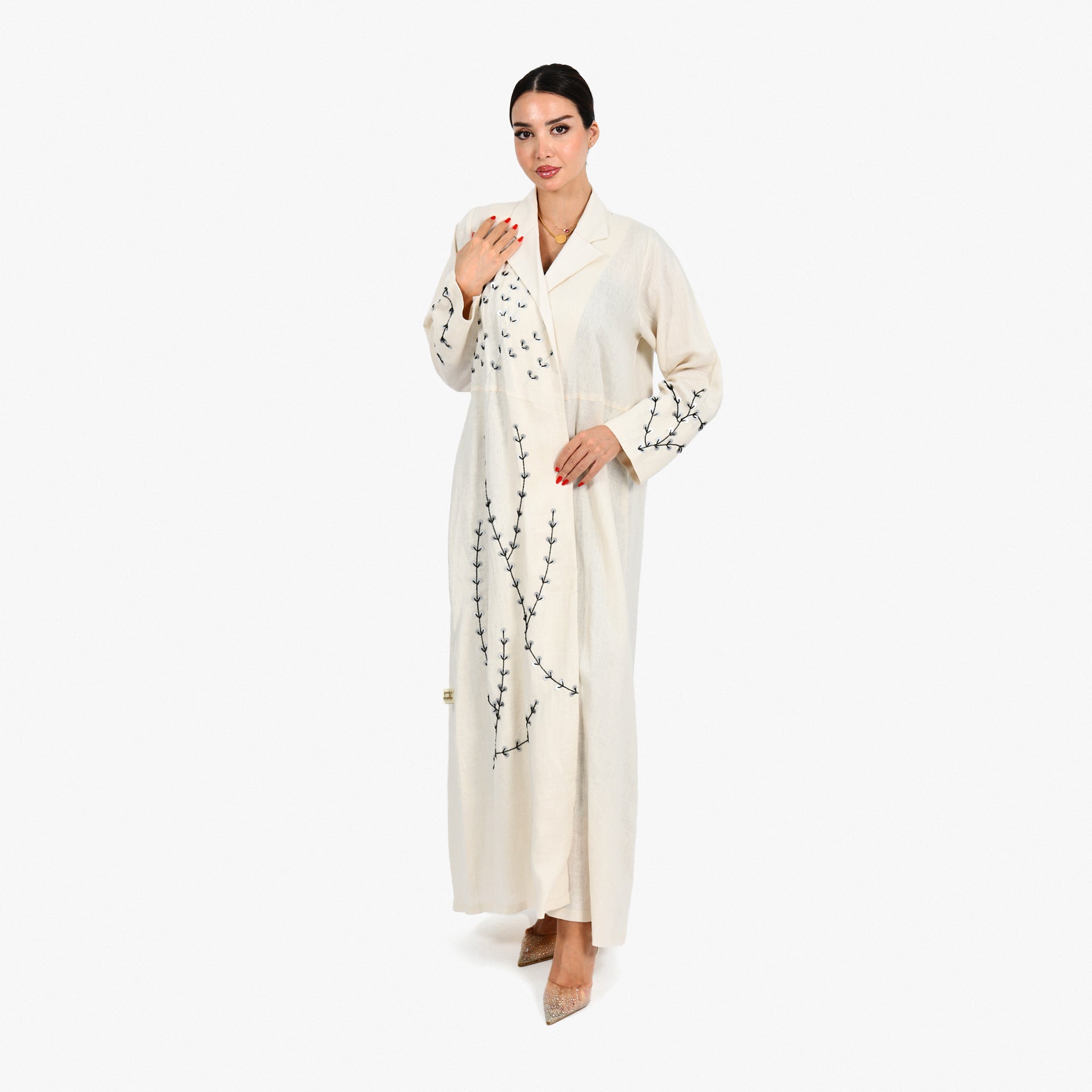 Off White Suit Sequens Abaya by Darzah - WECRE8