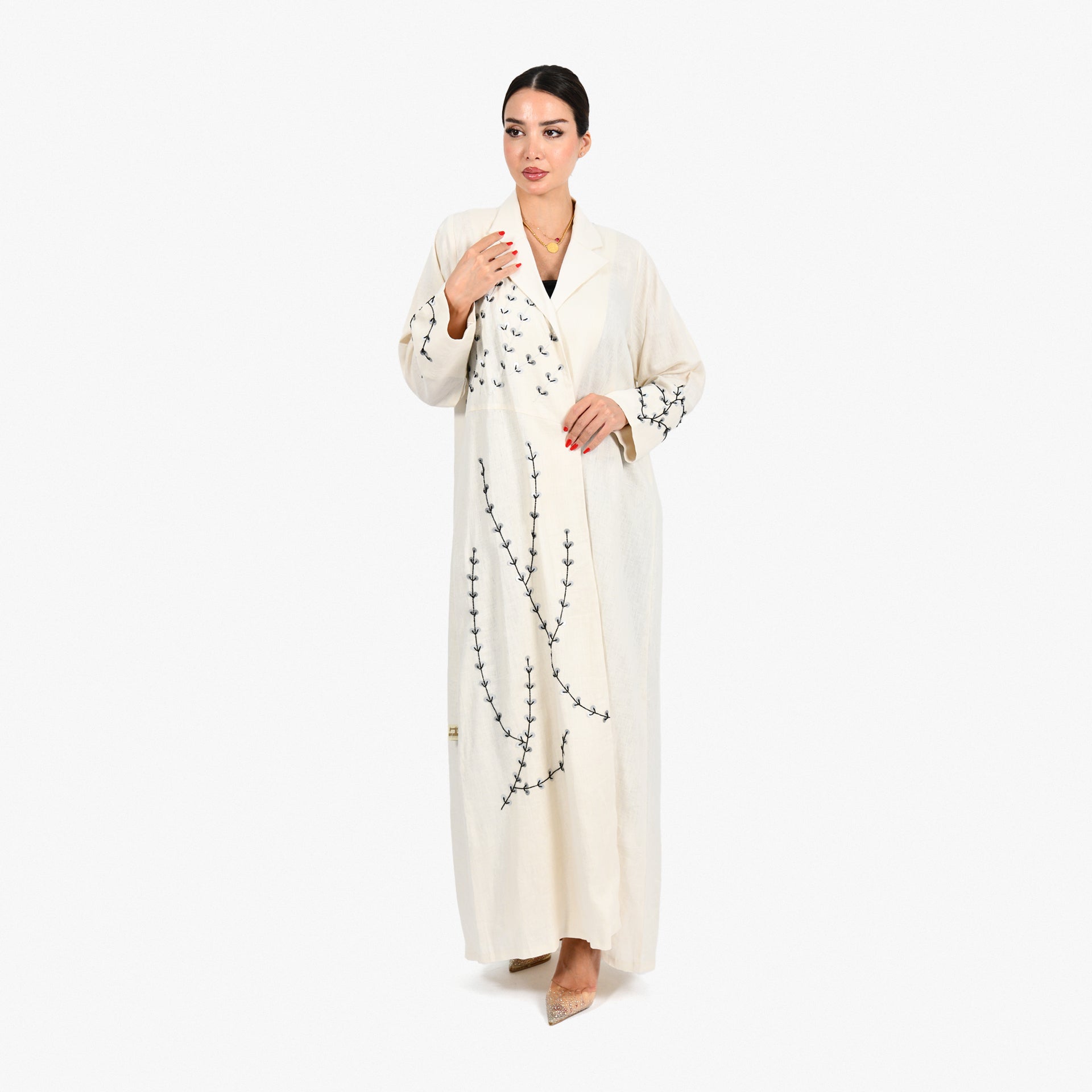 Off White Suit Sequens Abaya by Darzah - WECRE8