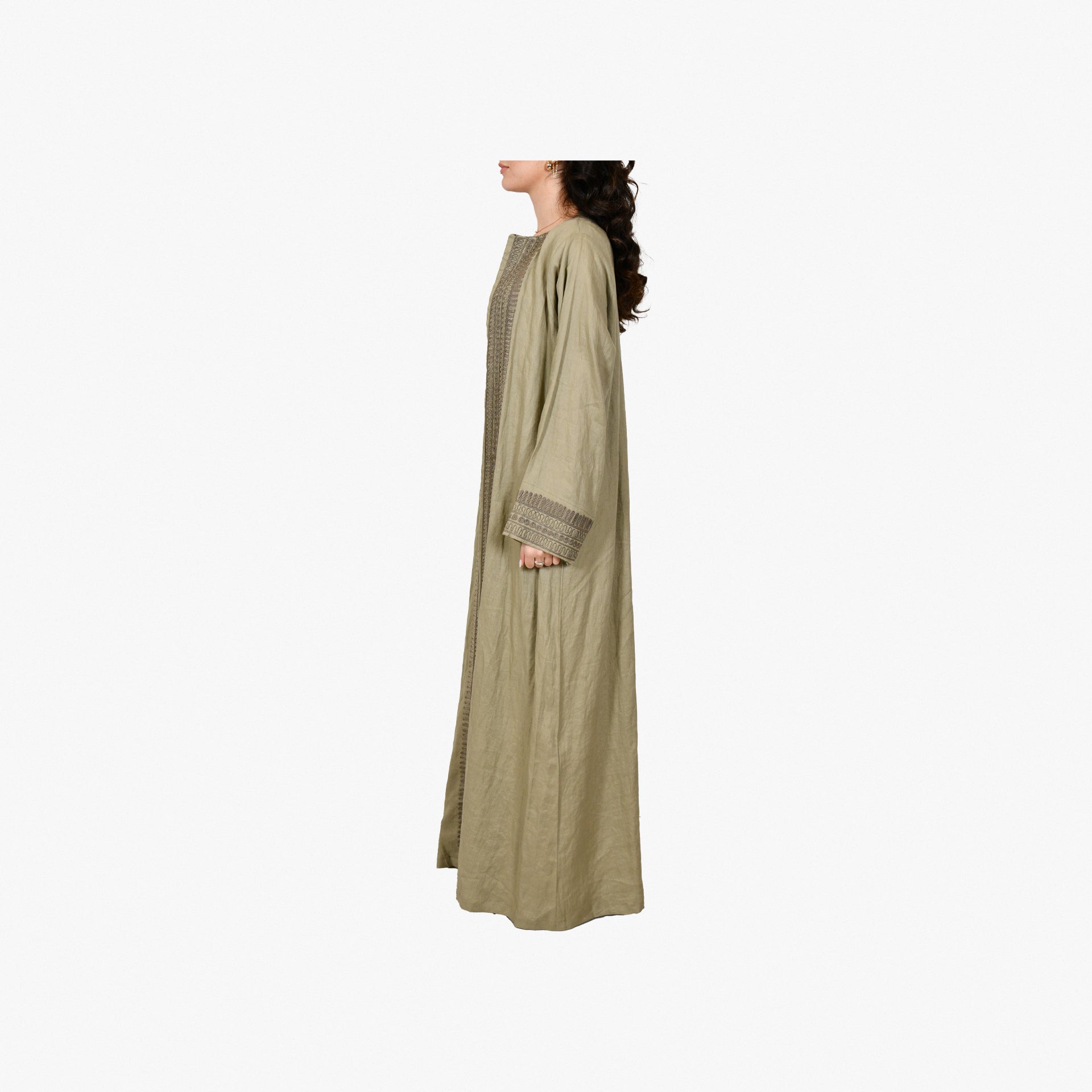 Olive Green Embroidery Kaftan From Darzah - WECRE8