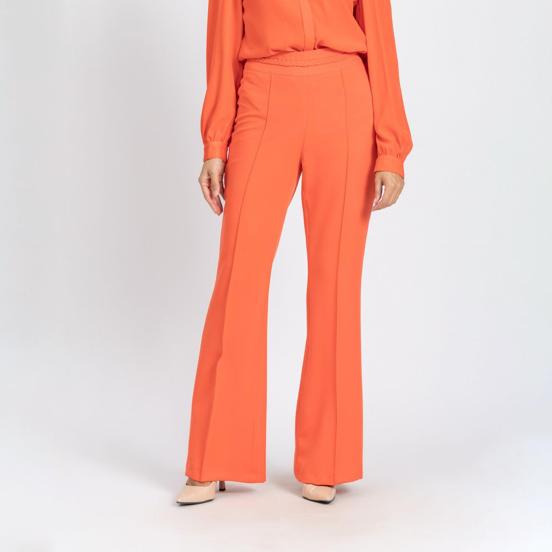 Orange Classy Flared- High Waist Pants From Elanove - WECRE8