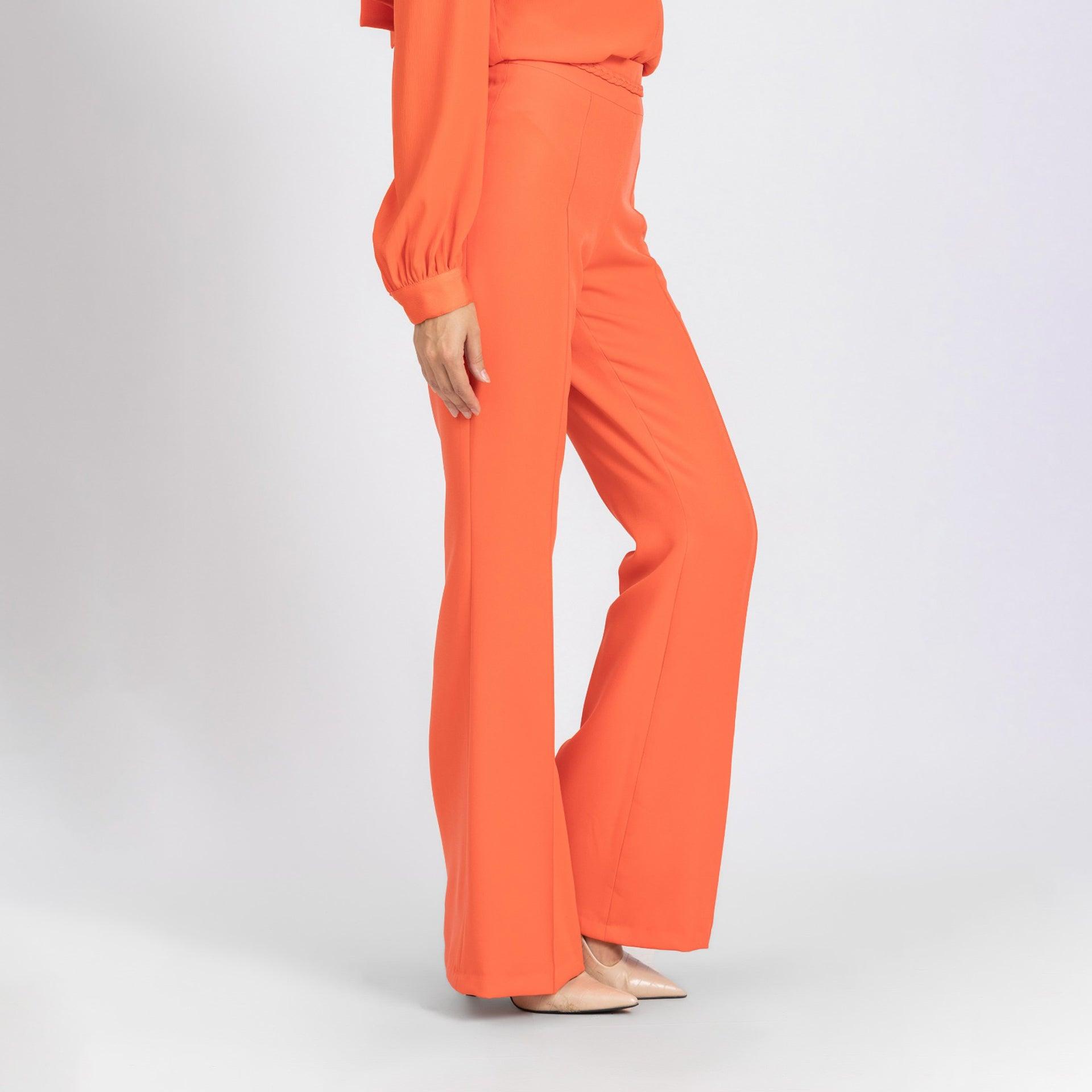 Orange Classy Flared- High Waist Pants From Elanove - WECRE8