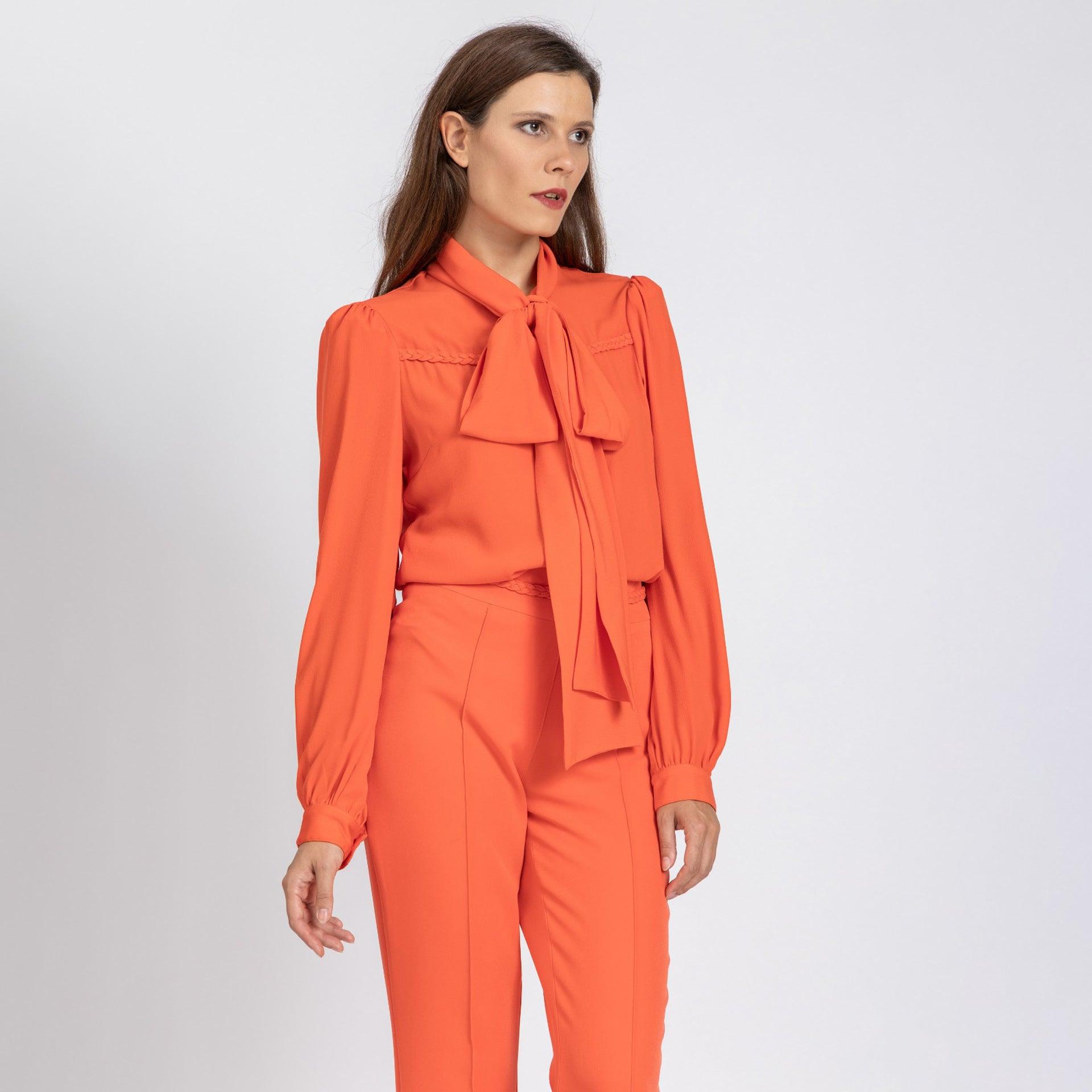 Orange Classy Satin Shirt From Elanove - WECRE8