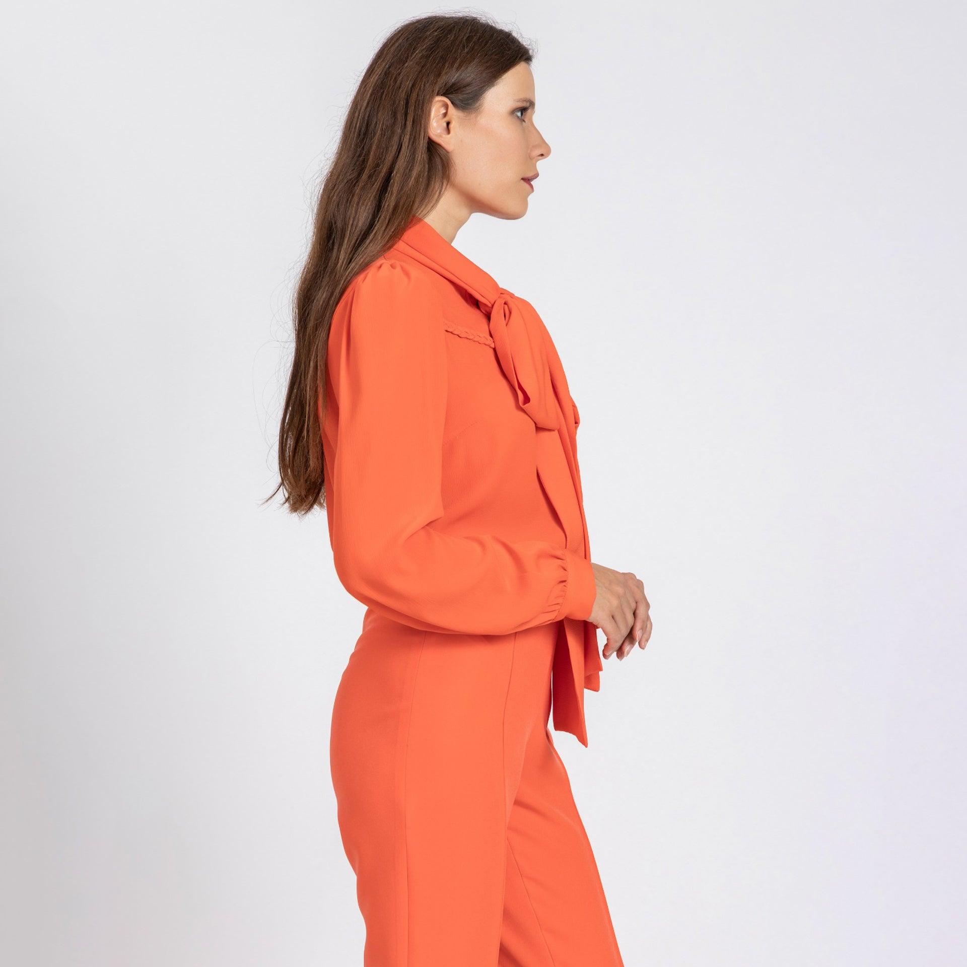 Orange Classy Satin Shirt From Elanove - WECRE8