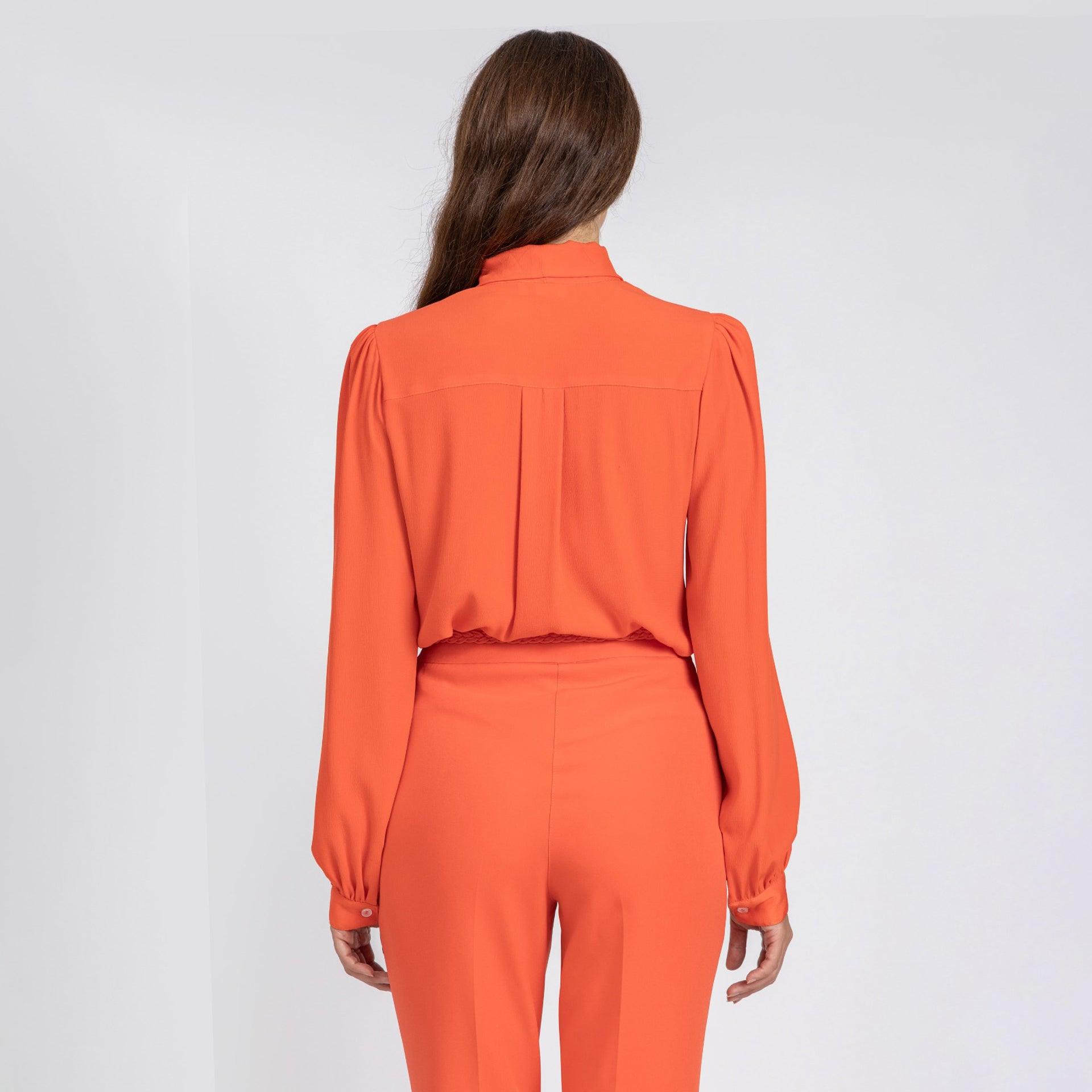 Orange Classy Satin Shirt From Elanove - WECRE8