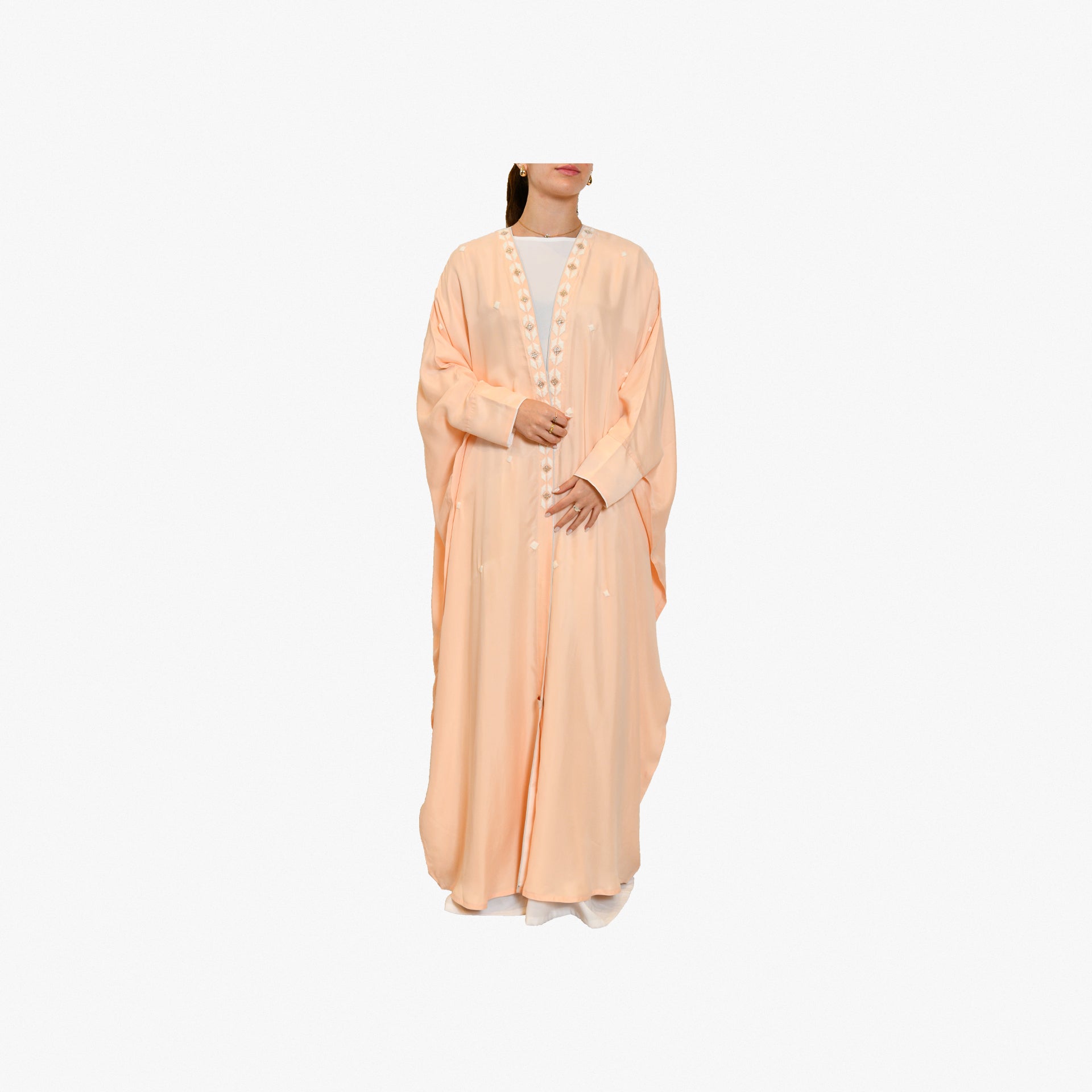 Pink Abaya With Handmade Embroidery By Palma - WECRE8