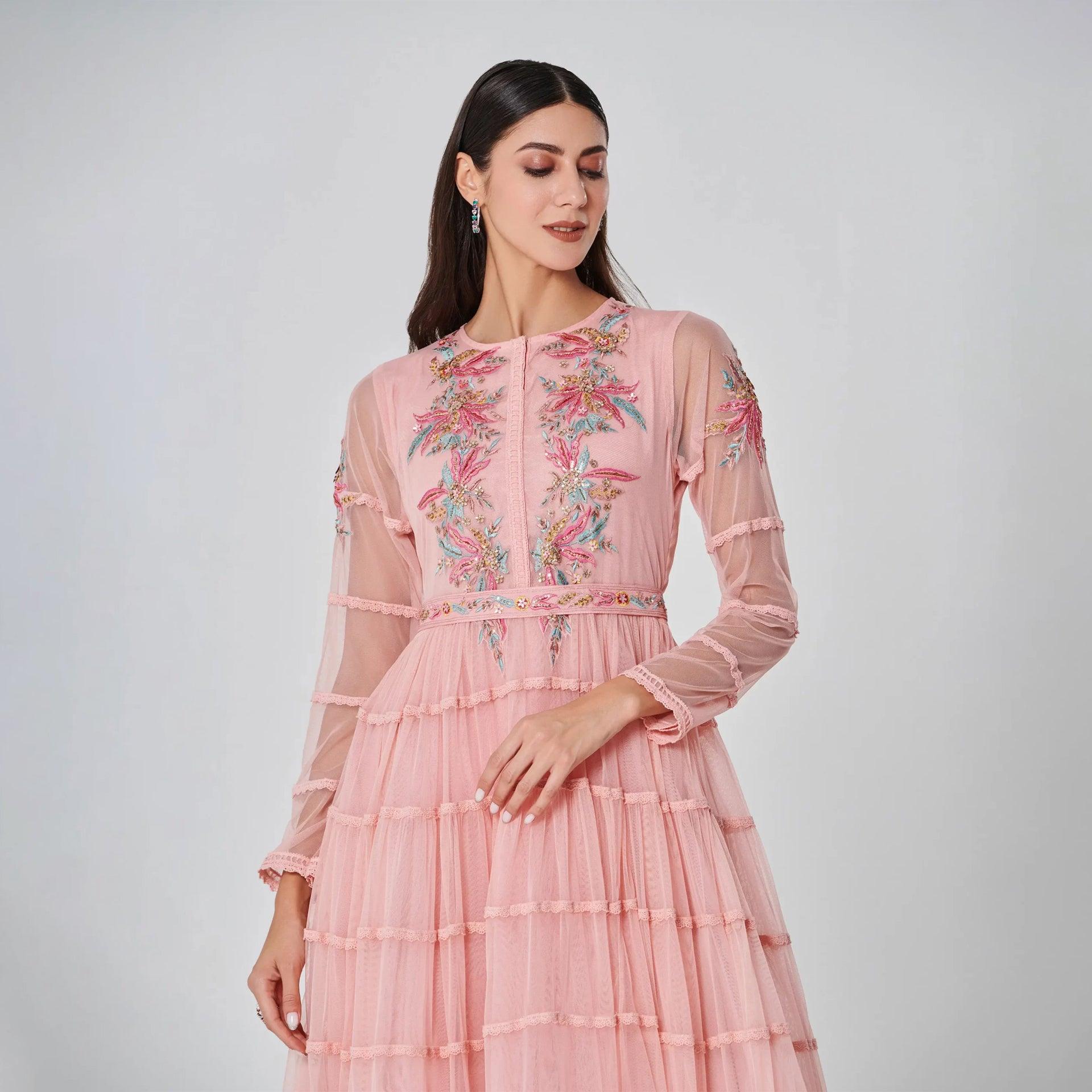 Pink Embroidery Evelyn Dress From Shalky - WECRE8