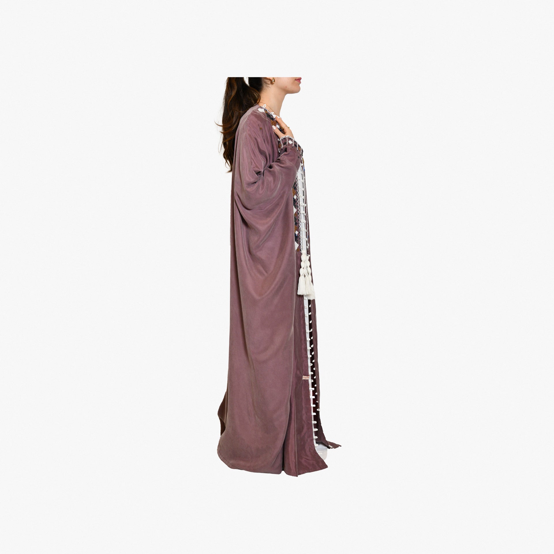 Purple Abaya With Colorful Handmade Embroidery By Palma - WECRE8