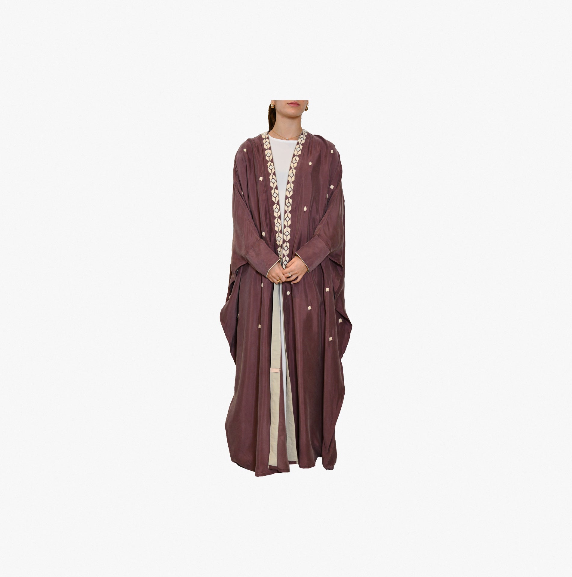 Purple Abaya With Handmade Embroidery By Palma - WECRE8