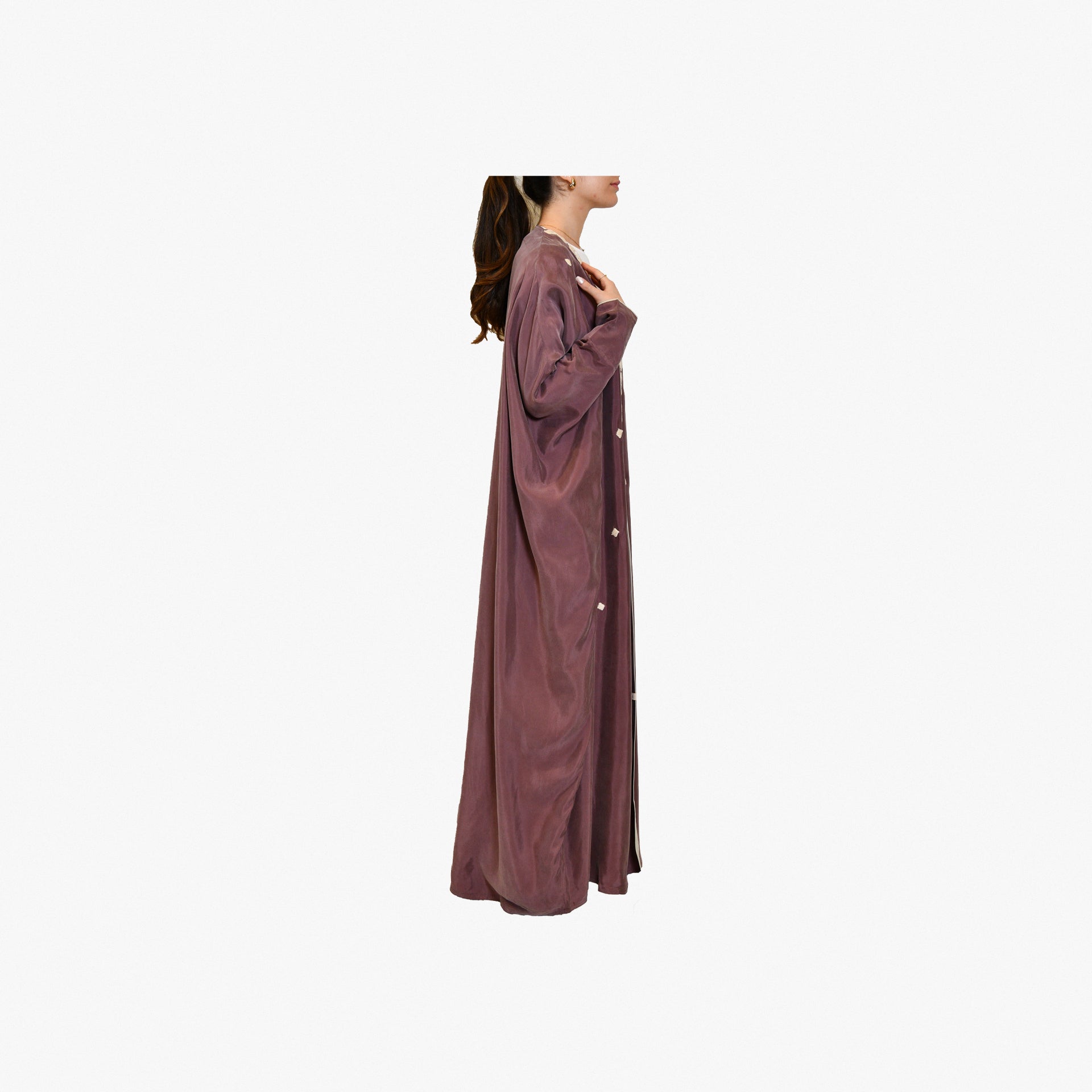 Purple Abaya With Handmade Embroidery By Palma - WECRE8