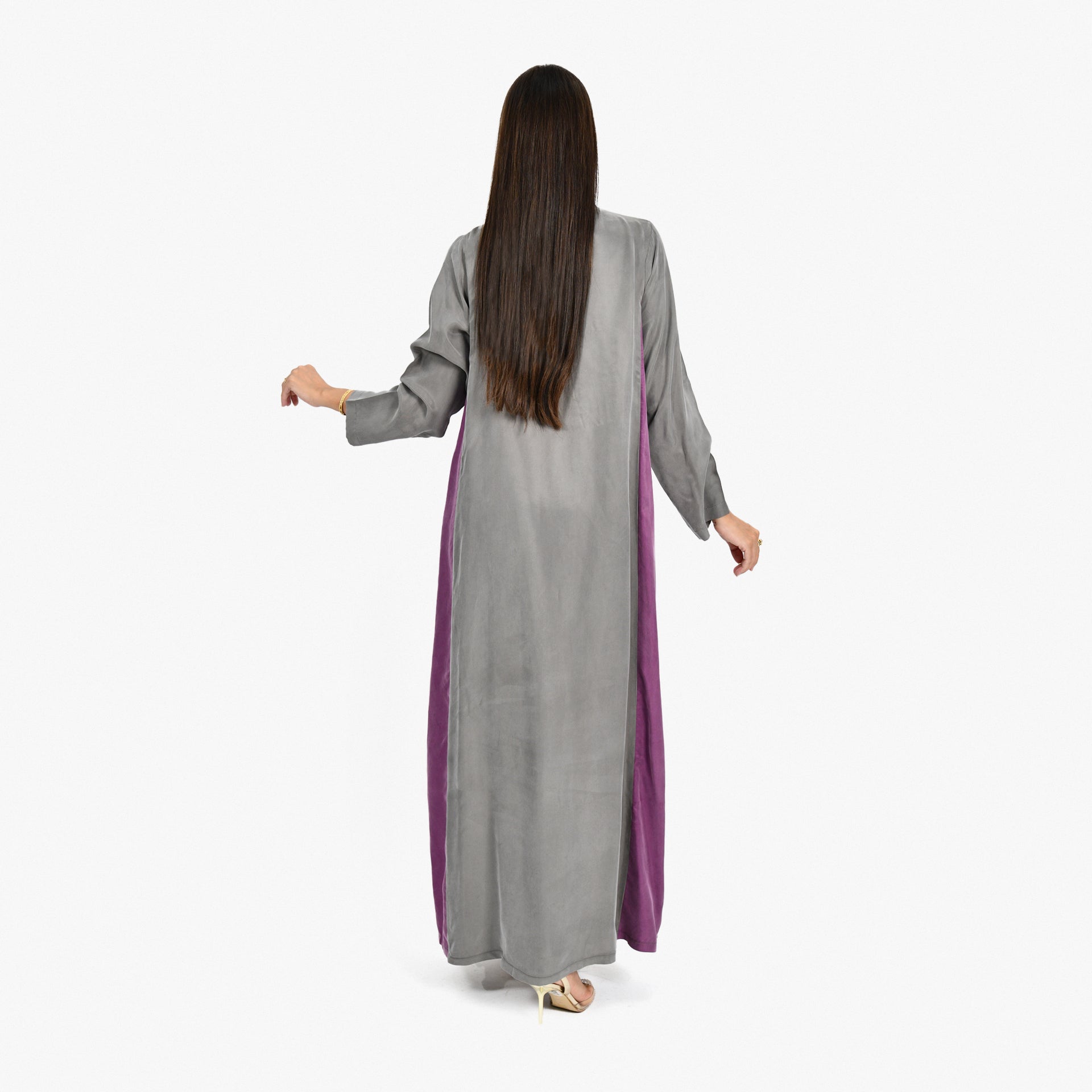 Purple & Gray Washed Silk Abaya From Darzah - WECRE8