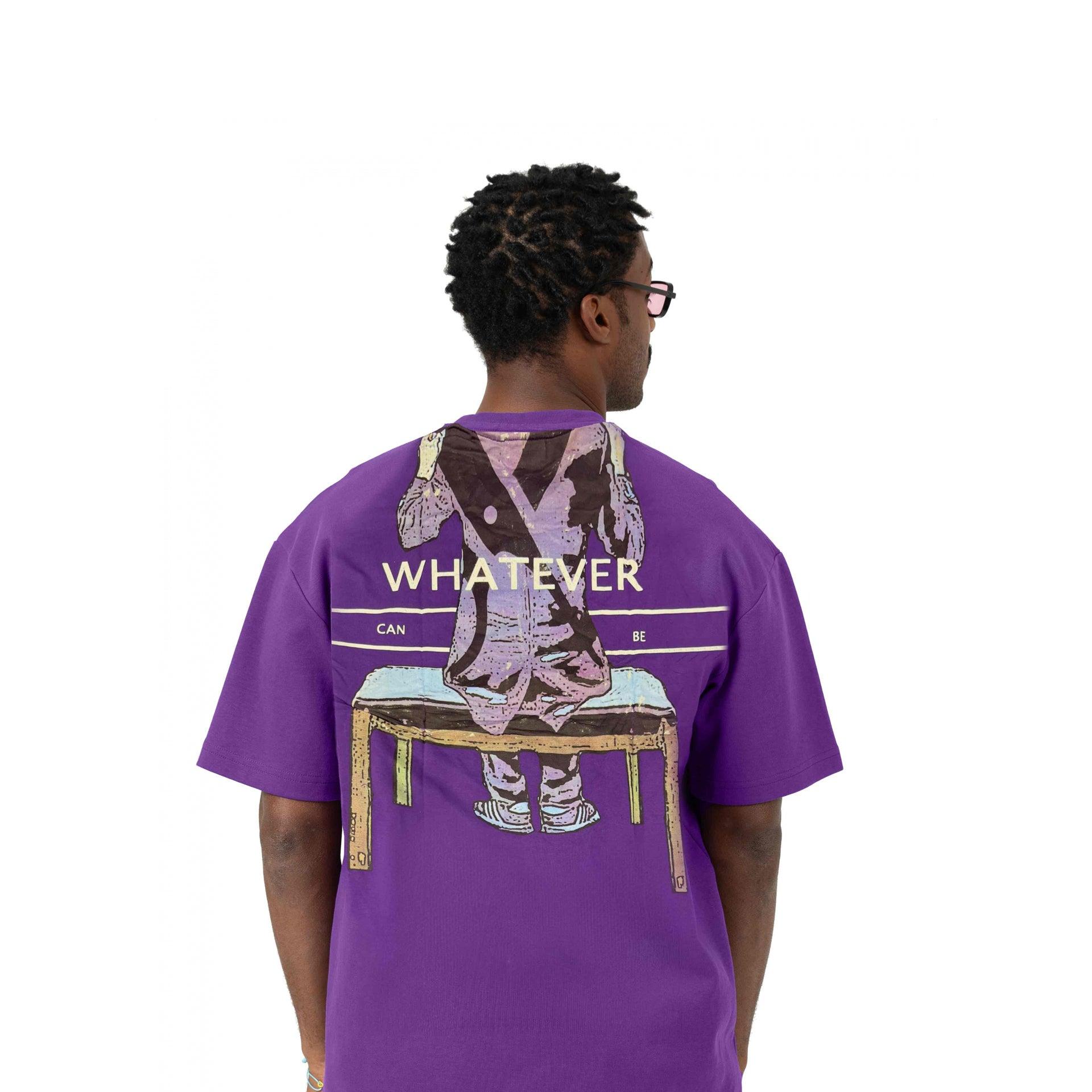 Purple "Characters" Cotton T-shirt By Weaver Design - WECRE8