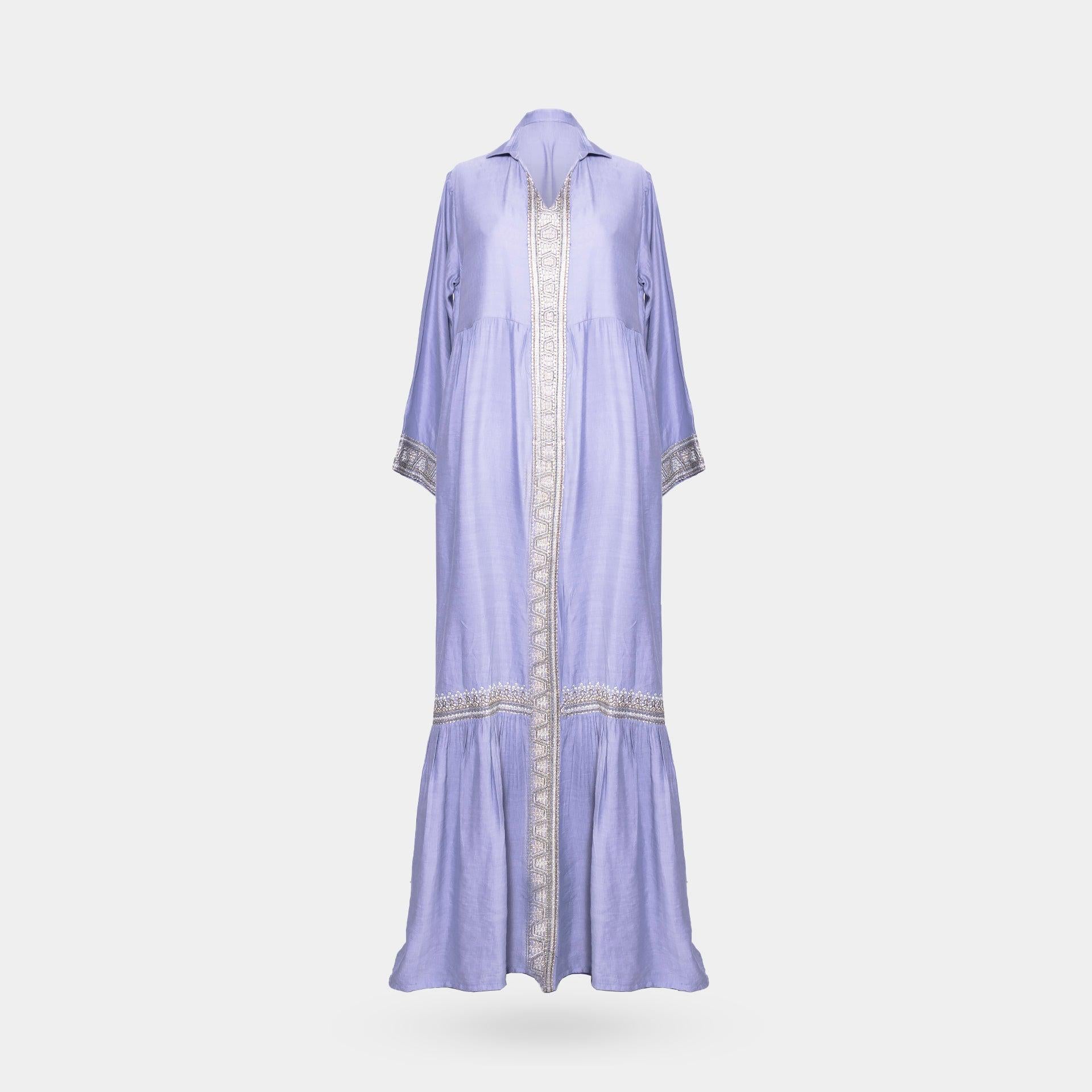 Purple Embroidery Abaya with a Collar From Darzah - WECRE8