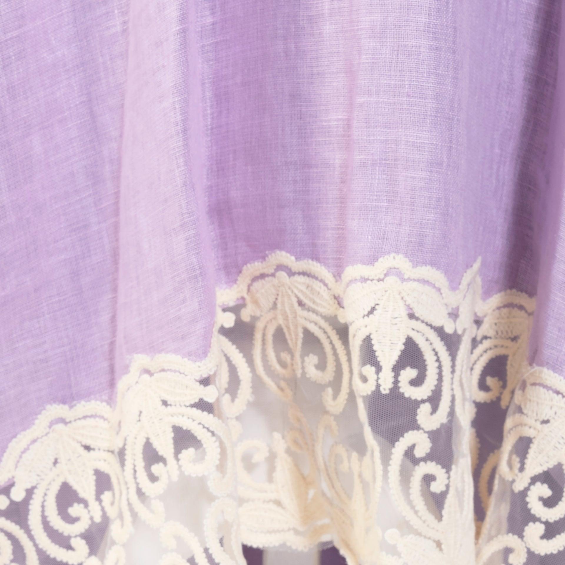 Purple Long Dress with Beige Joubert on the Ends of the Sleeves and Hemline From Darzah - WECRE8