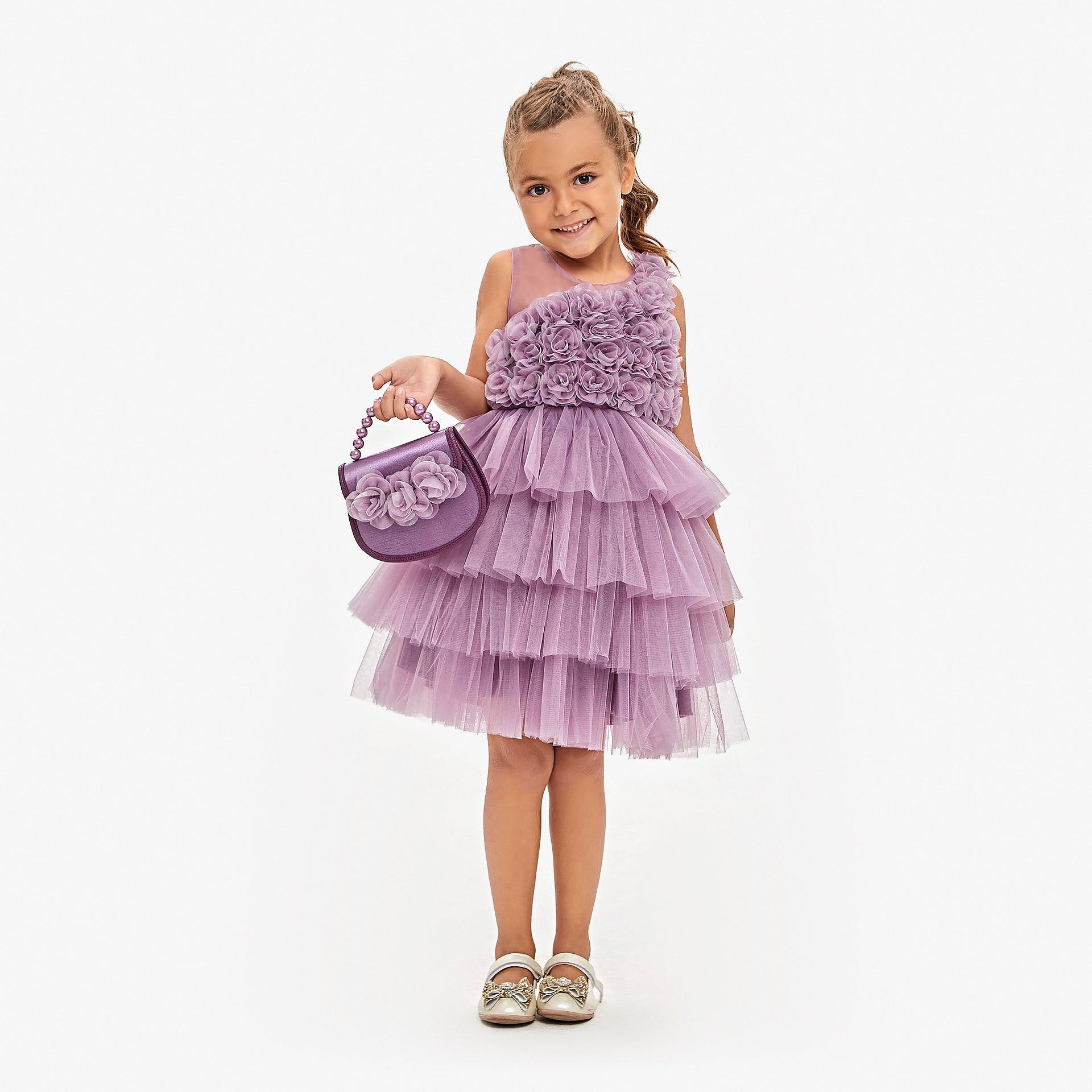 Purple Roses Kids Dress By Wecre8 - WECRE8