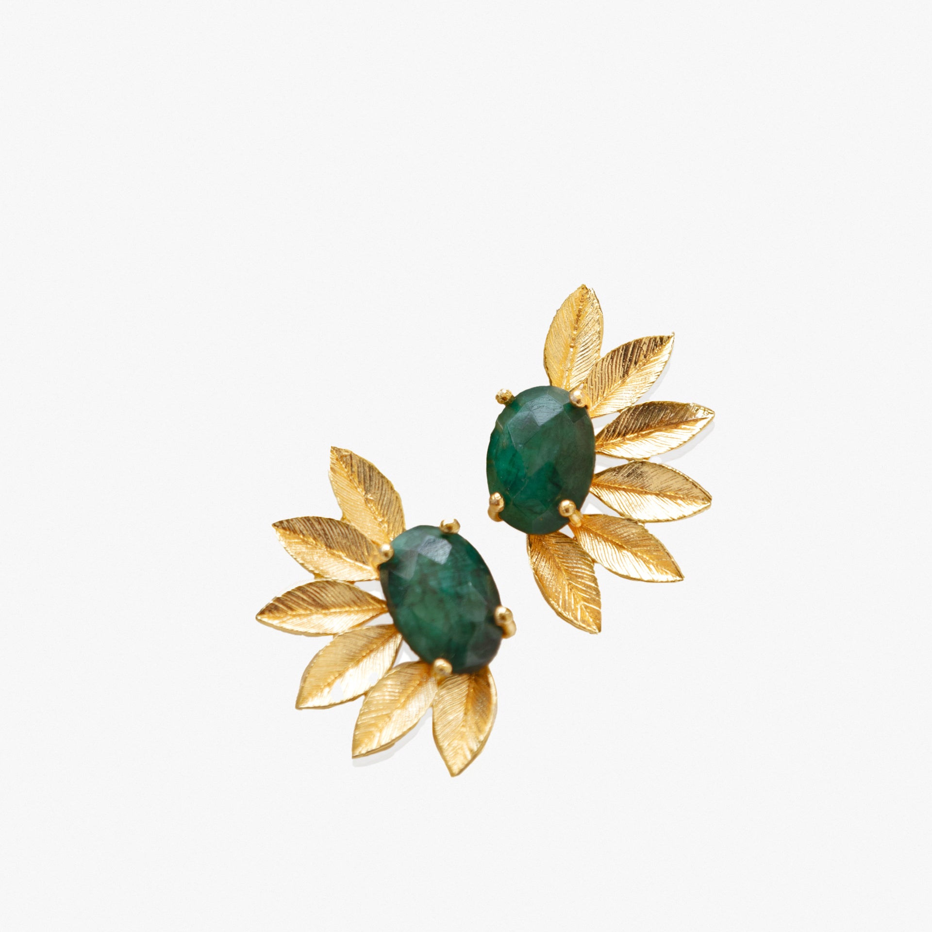 Reem Gold Emerald Earrings by Lady D World - WECRE8