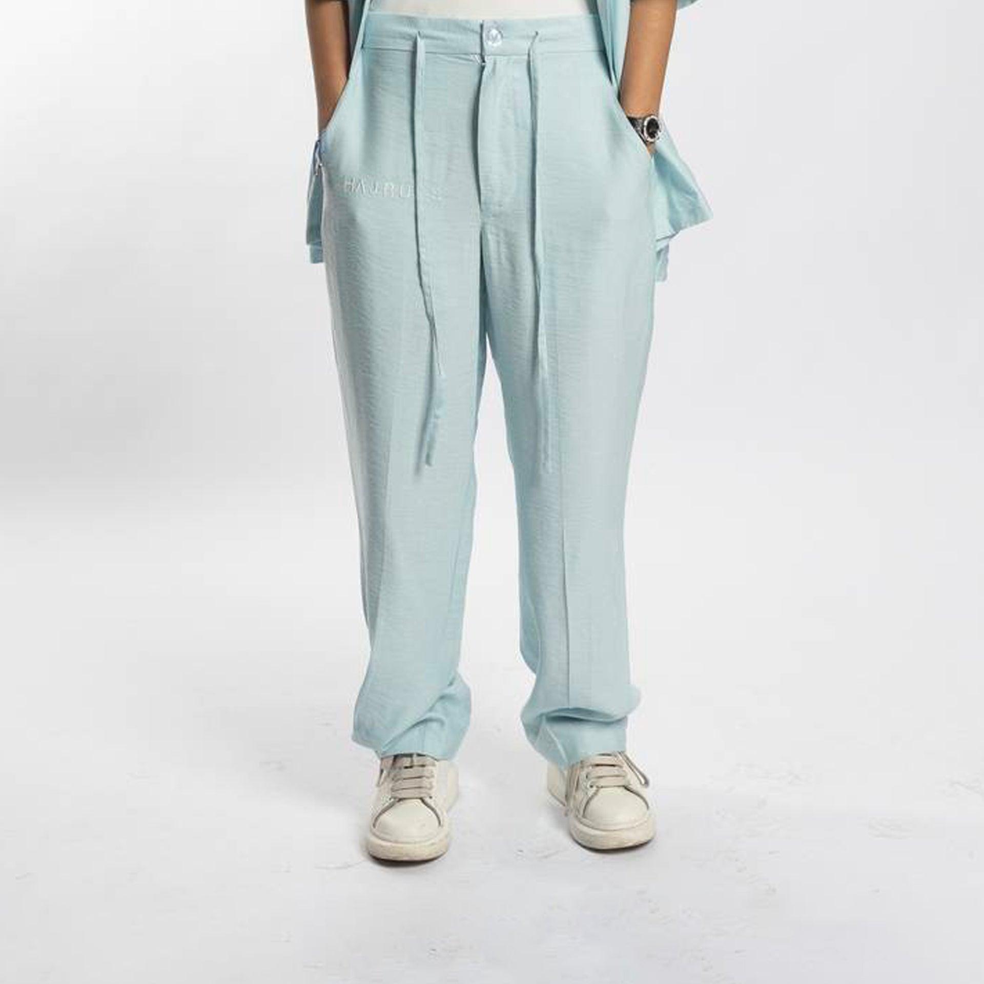 Sky Blue Linen Pants From Hajruss - WECRE8