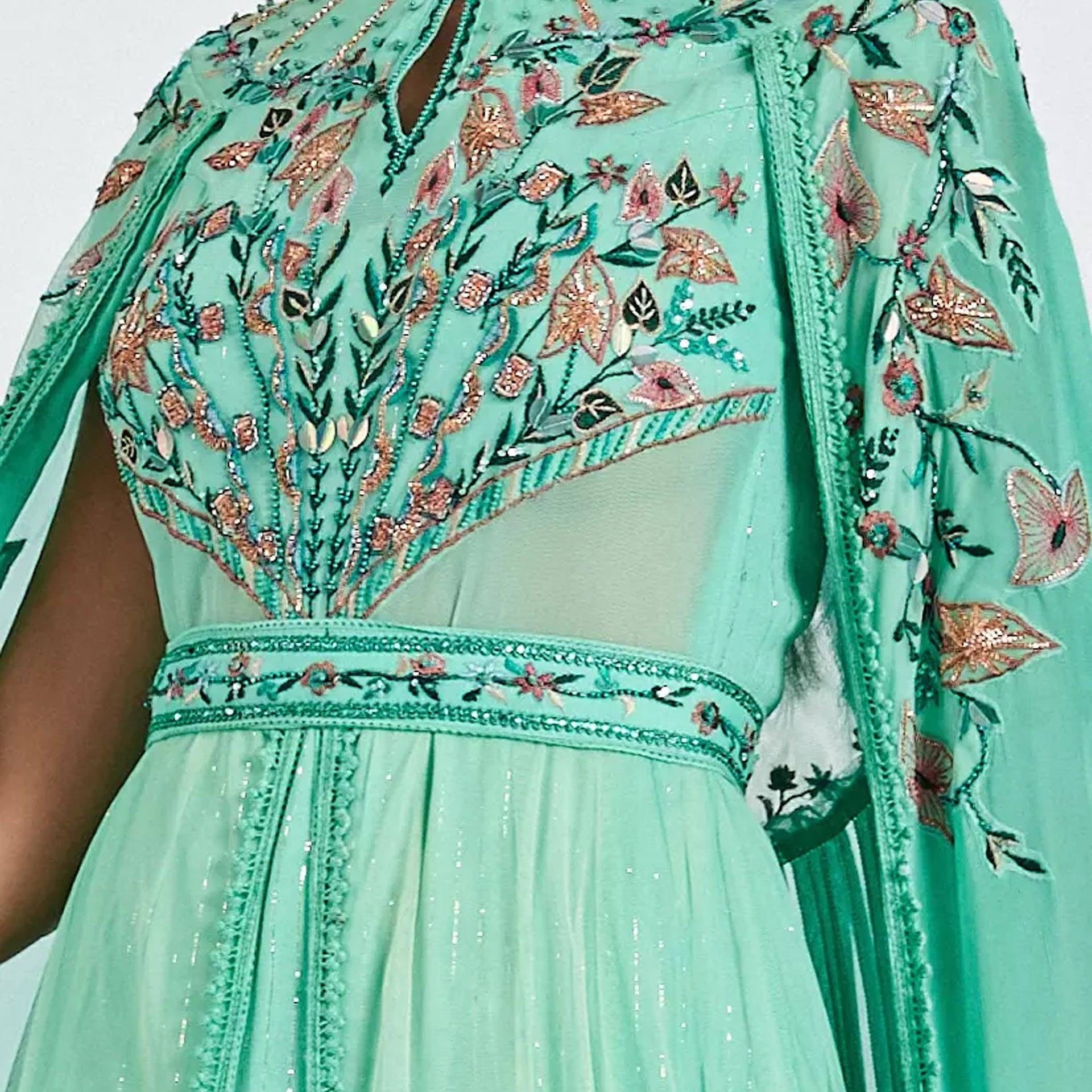 Turquoise Embroidery Samantha Dress From Shalky - WECRE8