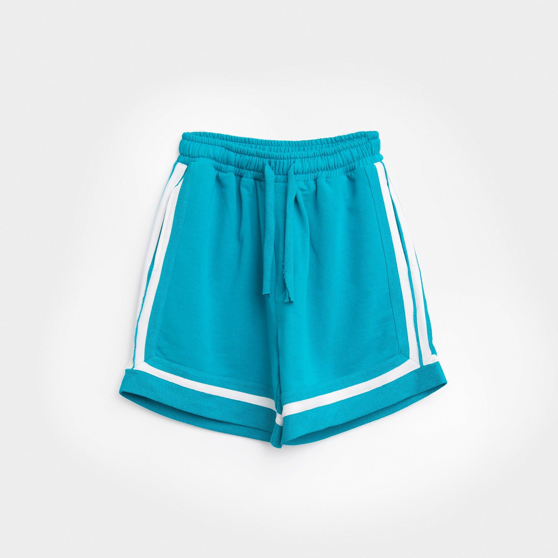 Turquoise Shorts With White Stripes By S32 - WECRE8