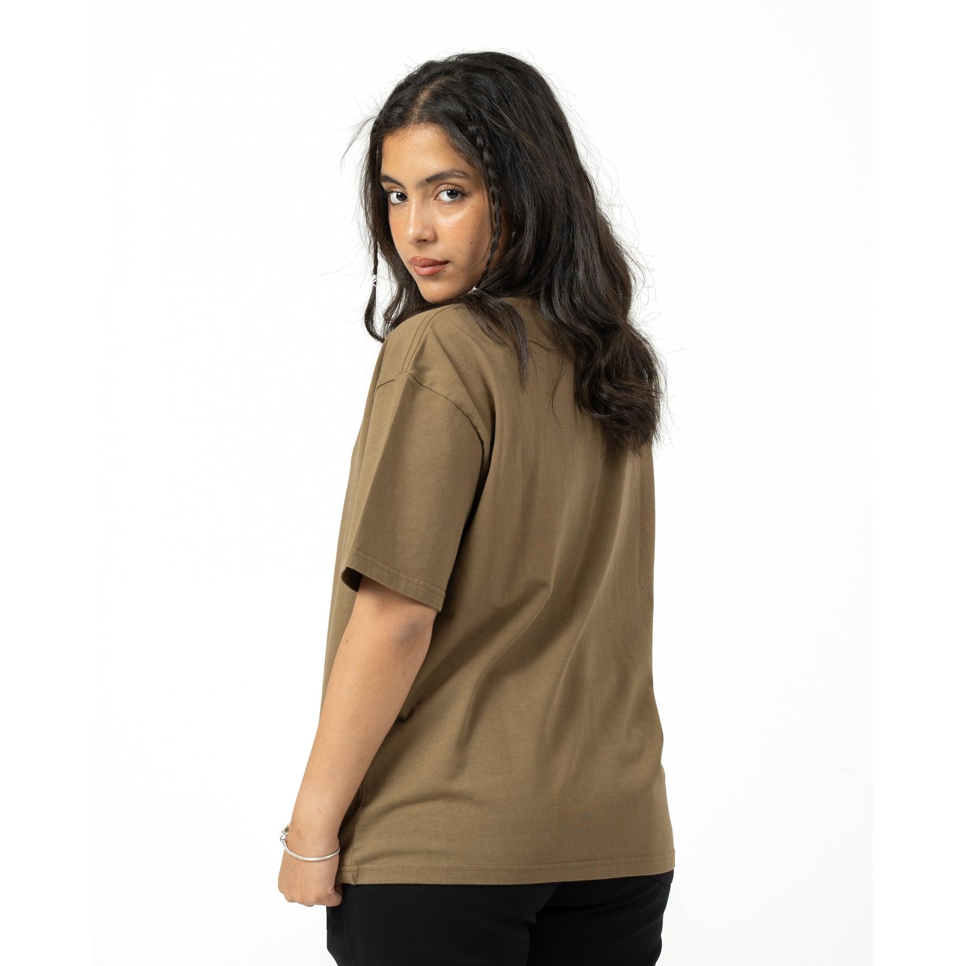 Washed Brown Cotton T-shirt By Weaver Design - WECRE8